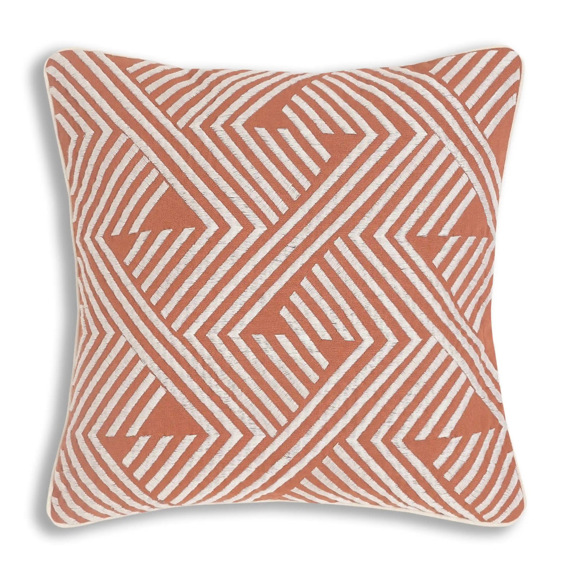 Espricia Embroidered Cushion Cover | Tile & Thread Burnt Orange / Cushion Cover (41cm x 41cm)