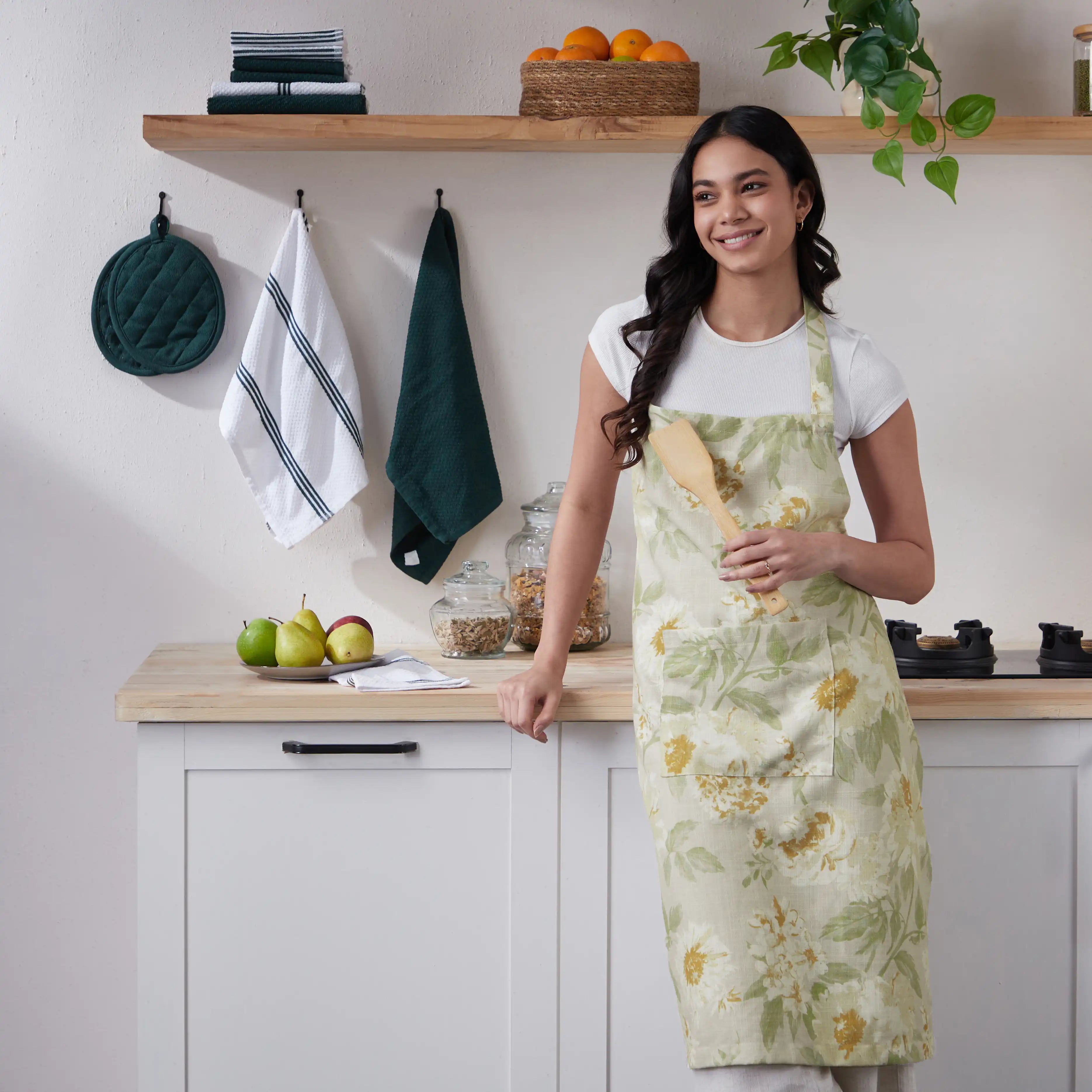 Kaleida Polyester Linen Blend Apron Ochre Origins-Floral / Apron (70cm x 90cm)