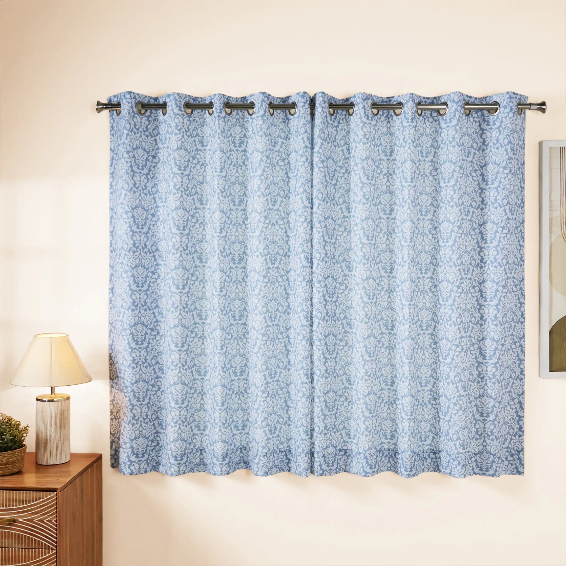 Chippa Lane Set Of 2 Printed Readymade Curtains | 
Loom Legacy Pale Blue / Window (5ft X 4.4ft)