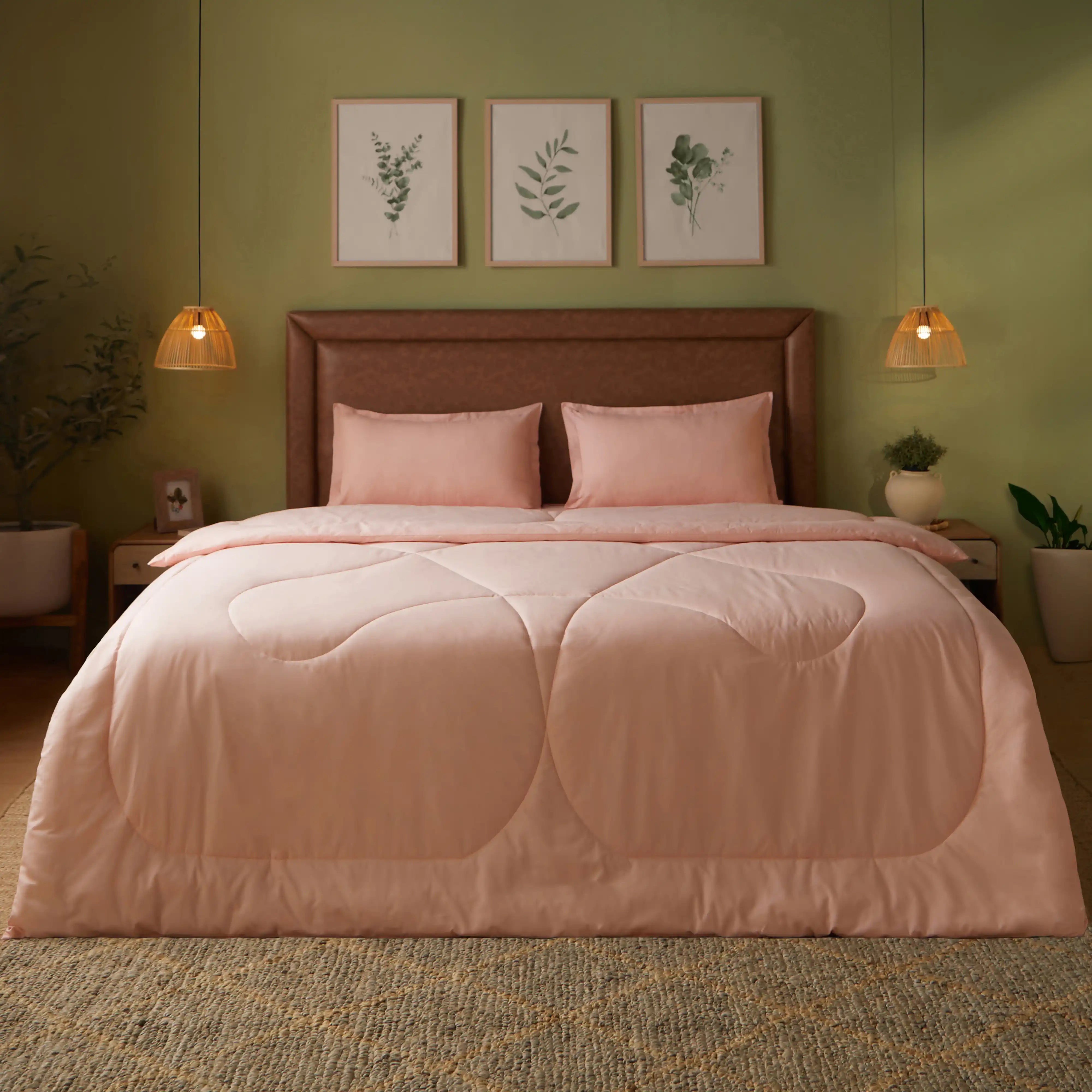 Paleto | Everyday Hues Cotton Solid Dyed 240GSM Comforter for Extra Warmth-Veiled Rose Veiled Rose / Double