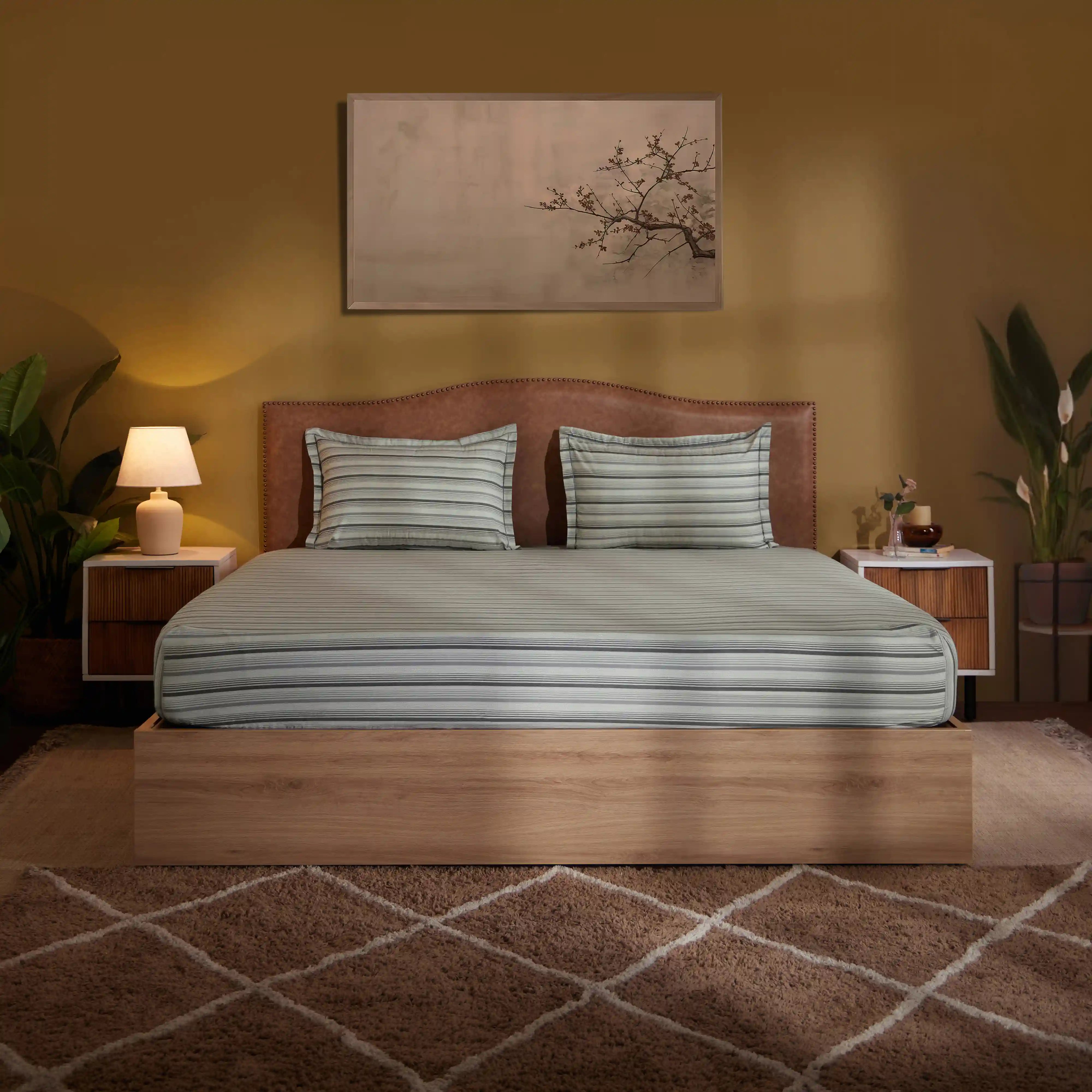 Threadscapes Printed Bedsheet Set-Black & White Black & White / Double
