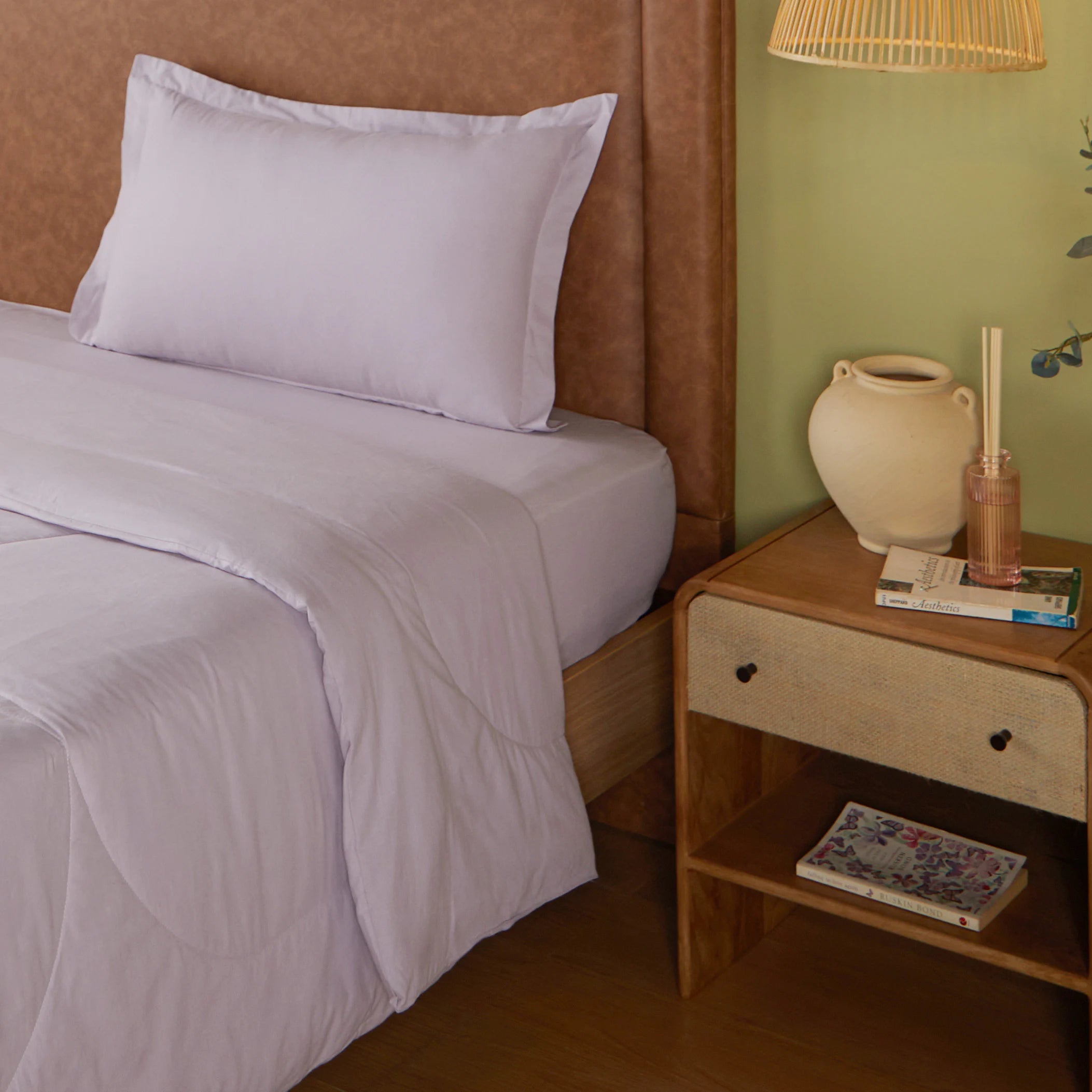 Paleto | Everyday Hues Cotton Solid Dyed 120GSM Comforter-Grey Lavender Grey Lavender / Single