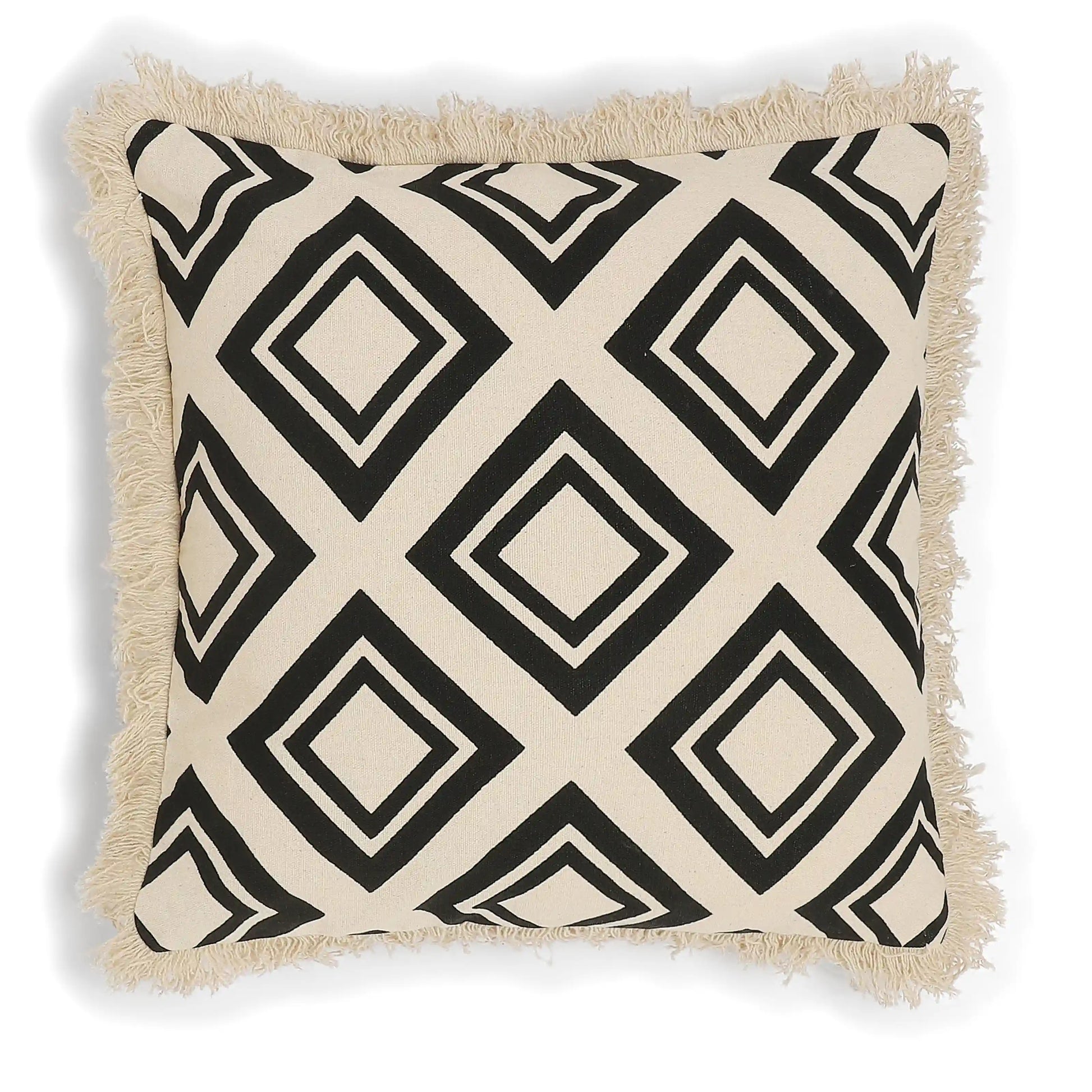 Vissencia 100% Cotton Printed Cushion Cover | Nomadic Tales Black / Cushion Cover (41cm x 41cm)