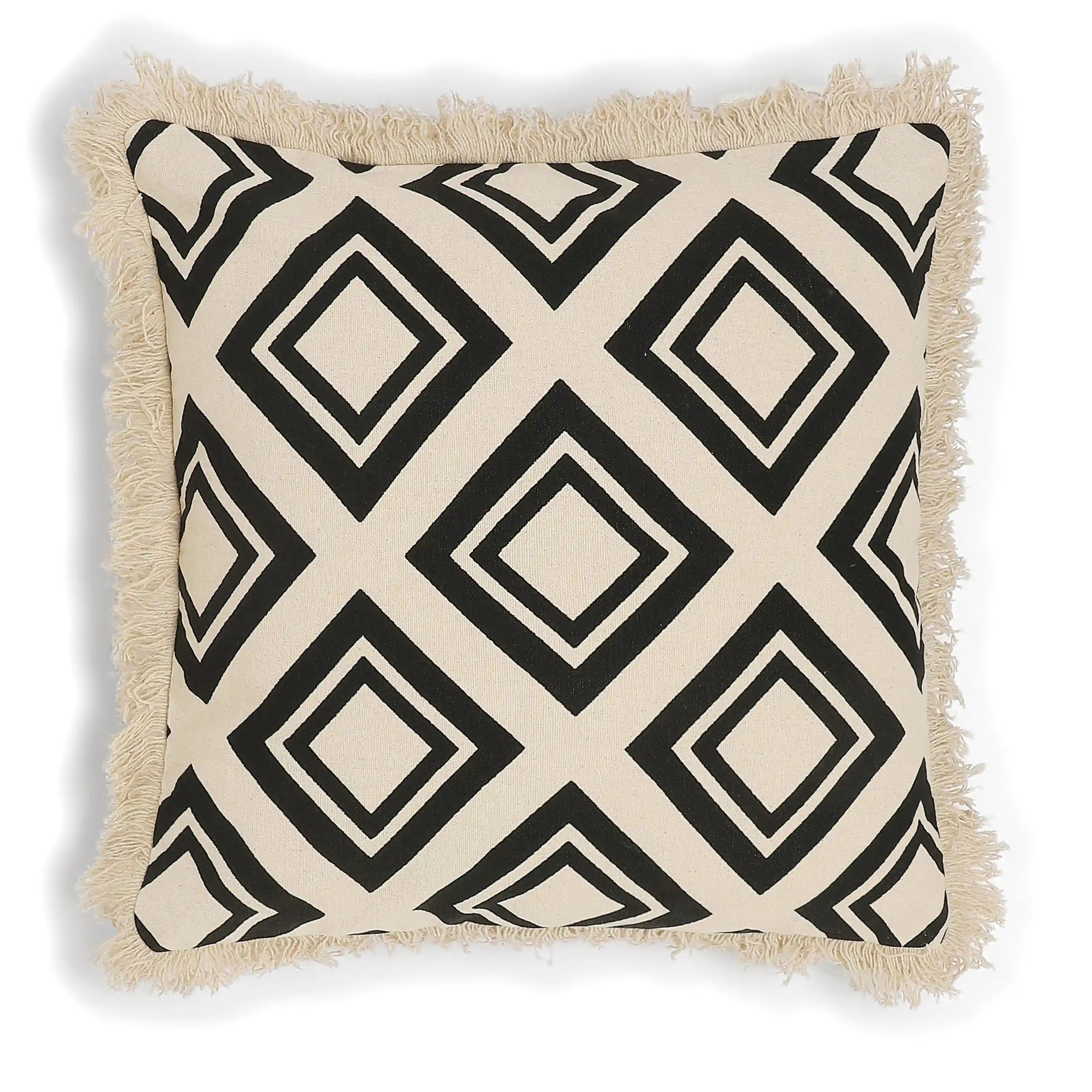 Vissencia 100% Cotton Printed Cushion Cover | Nomadic Tales Black / Cushion Cover (41cm x 41cm)