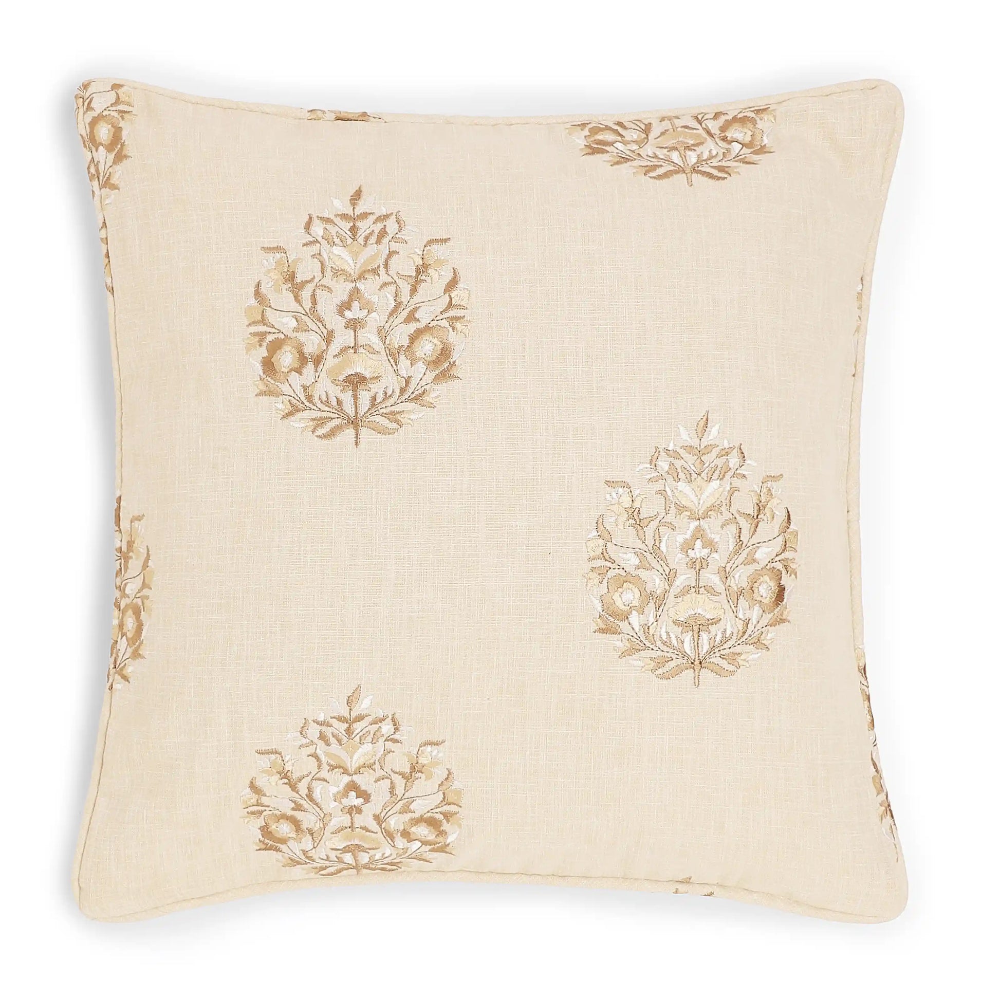 Espricia Embroidered Cushion Cover | Bagh Bahaar Wheat Whisper / Cushion Cover (41cm x 41cm)