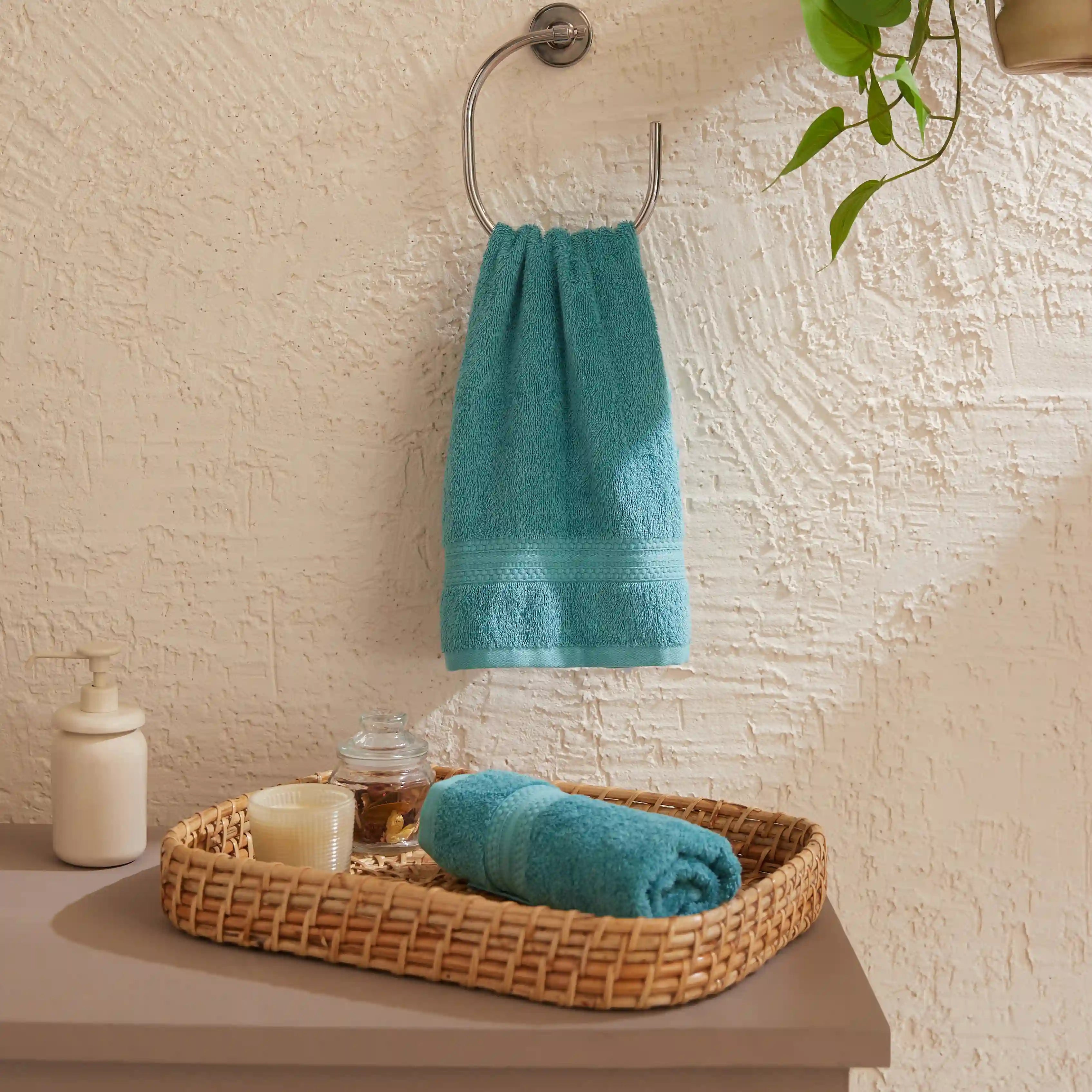 Paleto 100% Cotton Hand Towel Teal / Hand Towel (40cm x 60cm)