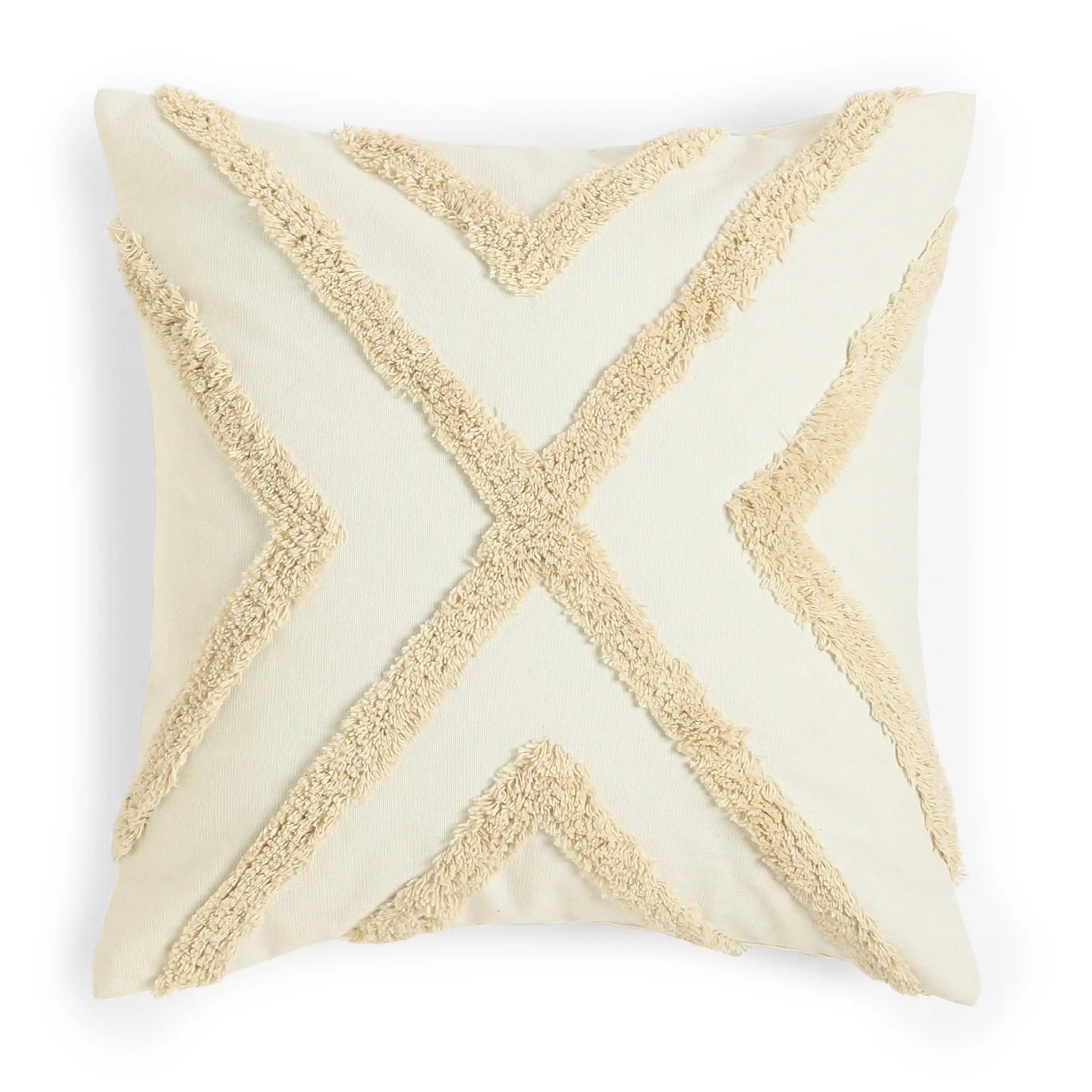 Vissencia 100% Cotton Tufted Cushion Cover | Pattern Play Beige / Cushion Cover (41cm x 41cm)