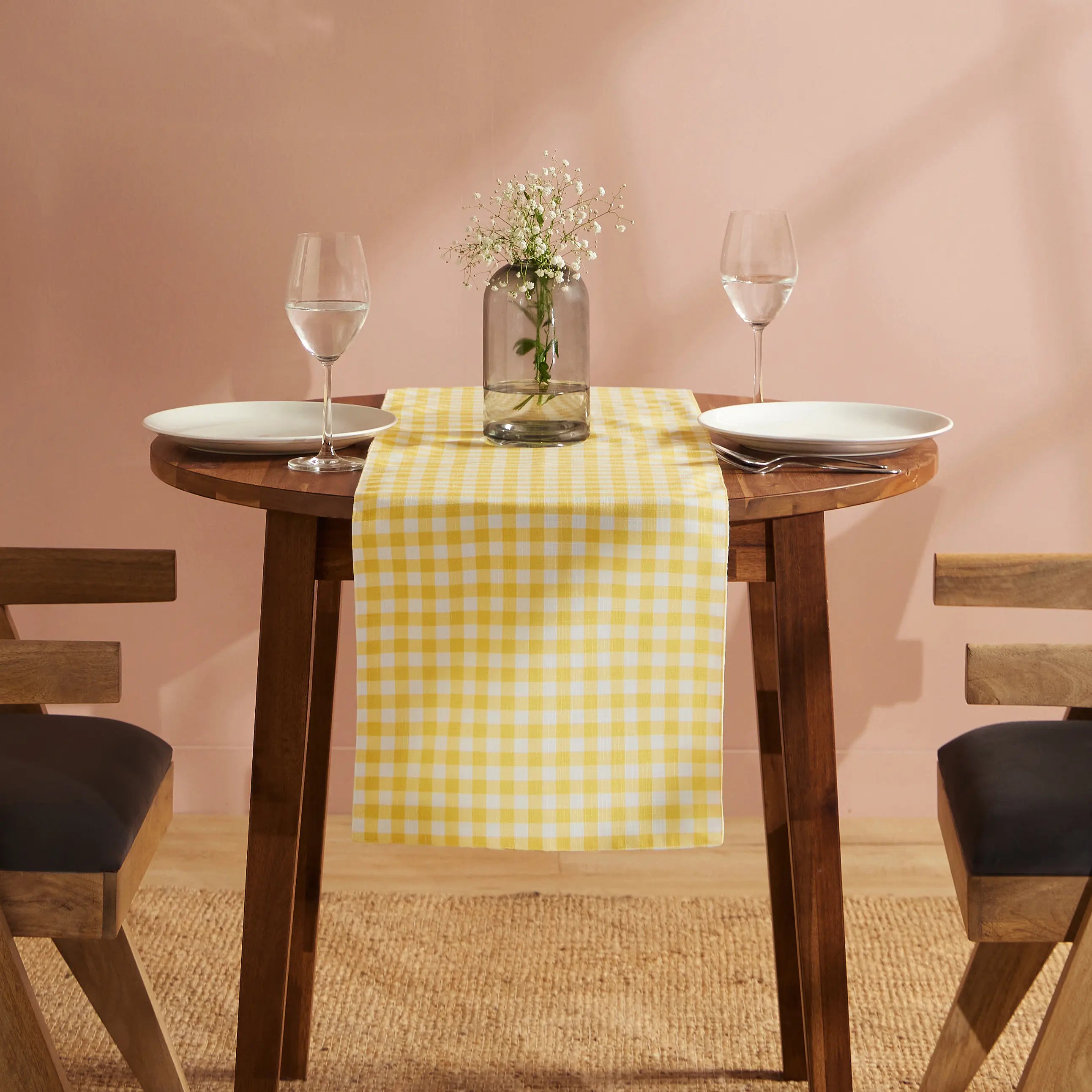 Nonna's Home 100% Polyester Table Runner Big Turmeric Gingham / Table Runner (34cm x 120cm)