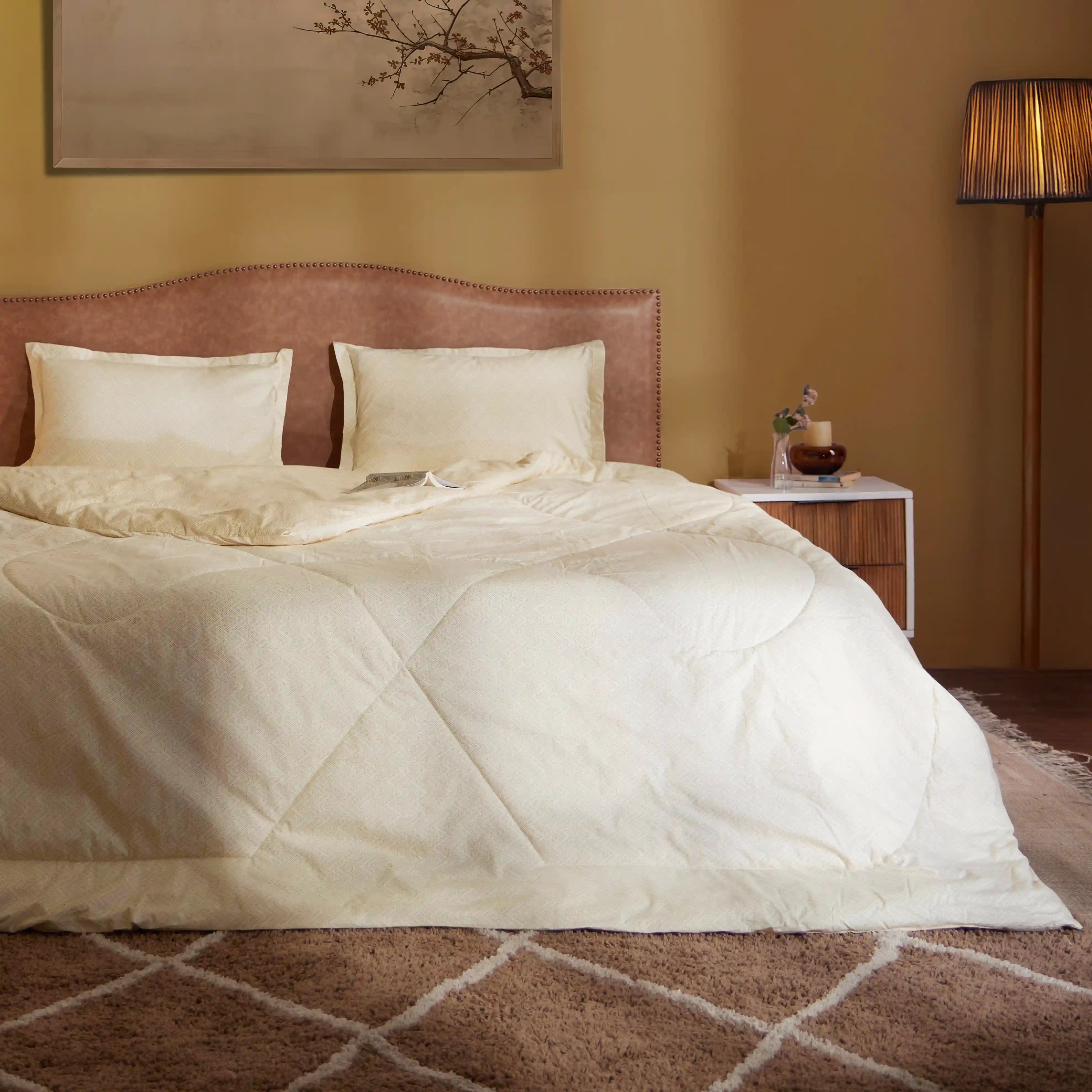 Threadscapes Printed Comforter-120gsm-Beige Beige / Double
