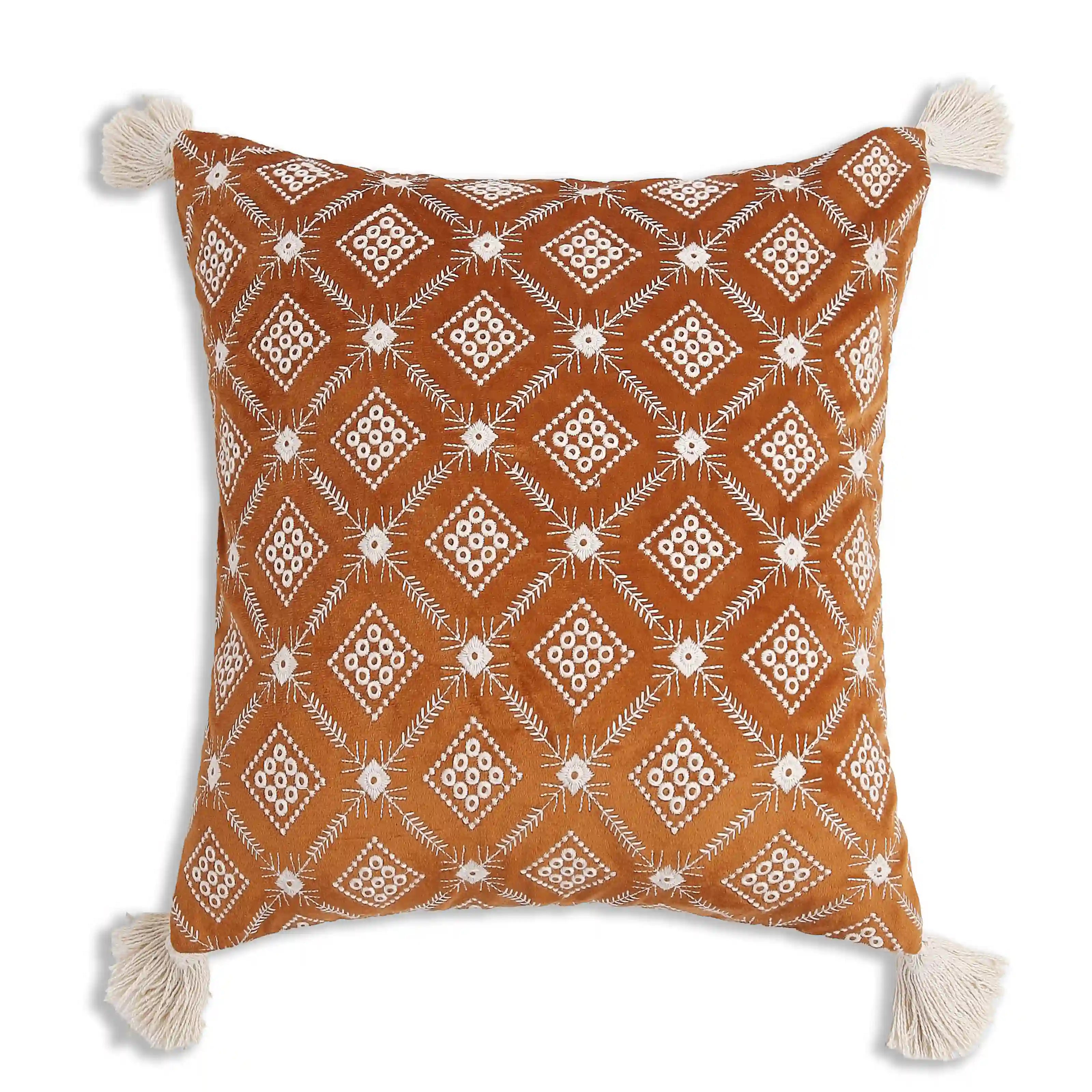 Vissencia Embroidered Cushion Cover | Tana Bana Desert Spice / Cushion Cover (41cm x 41cm)