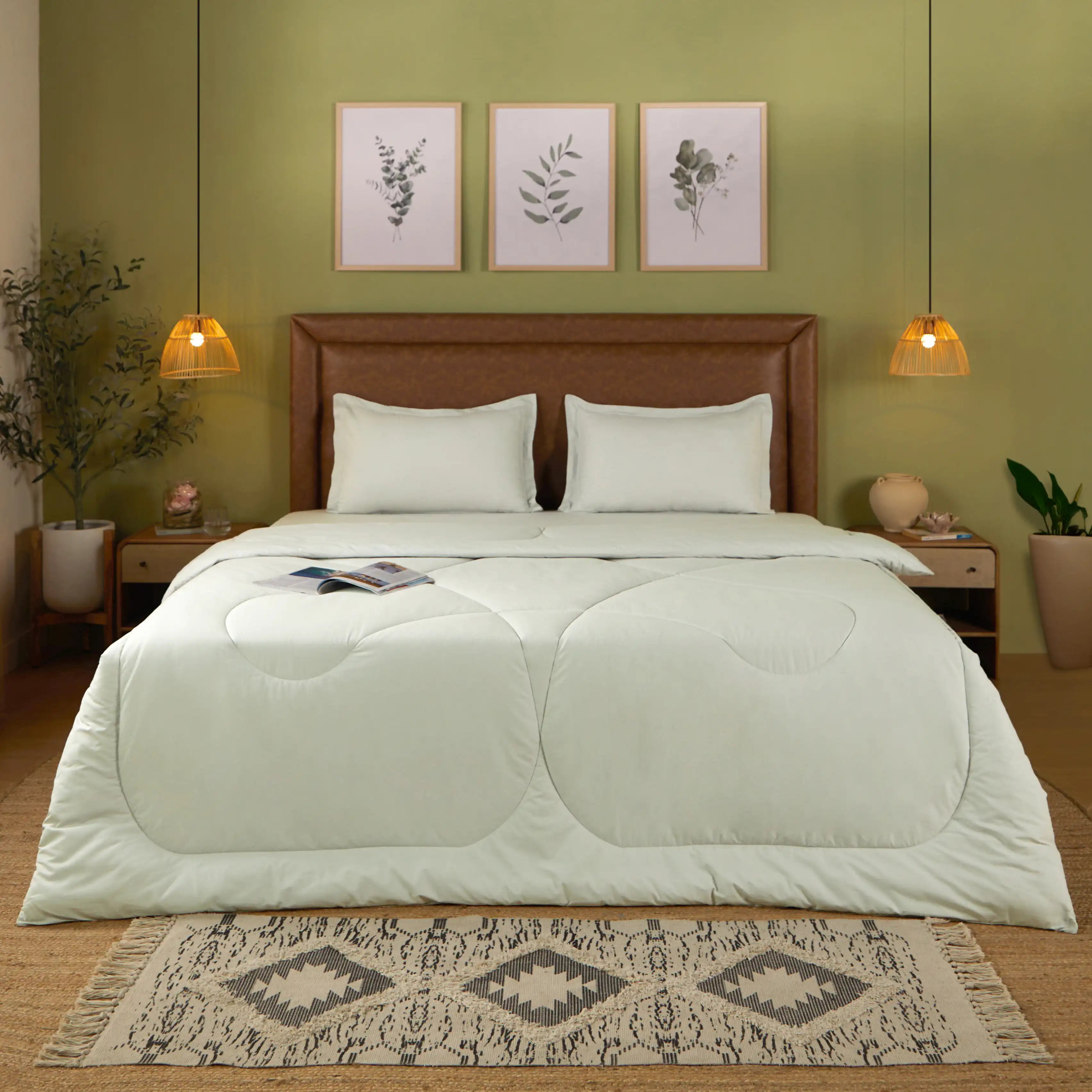 Paleto | Everyday Hues Cotton Solid Dyed 120GSM Comforter-Silver Silver / Double