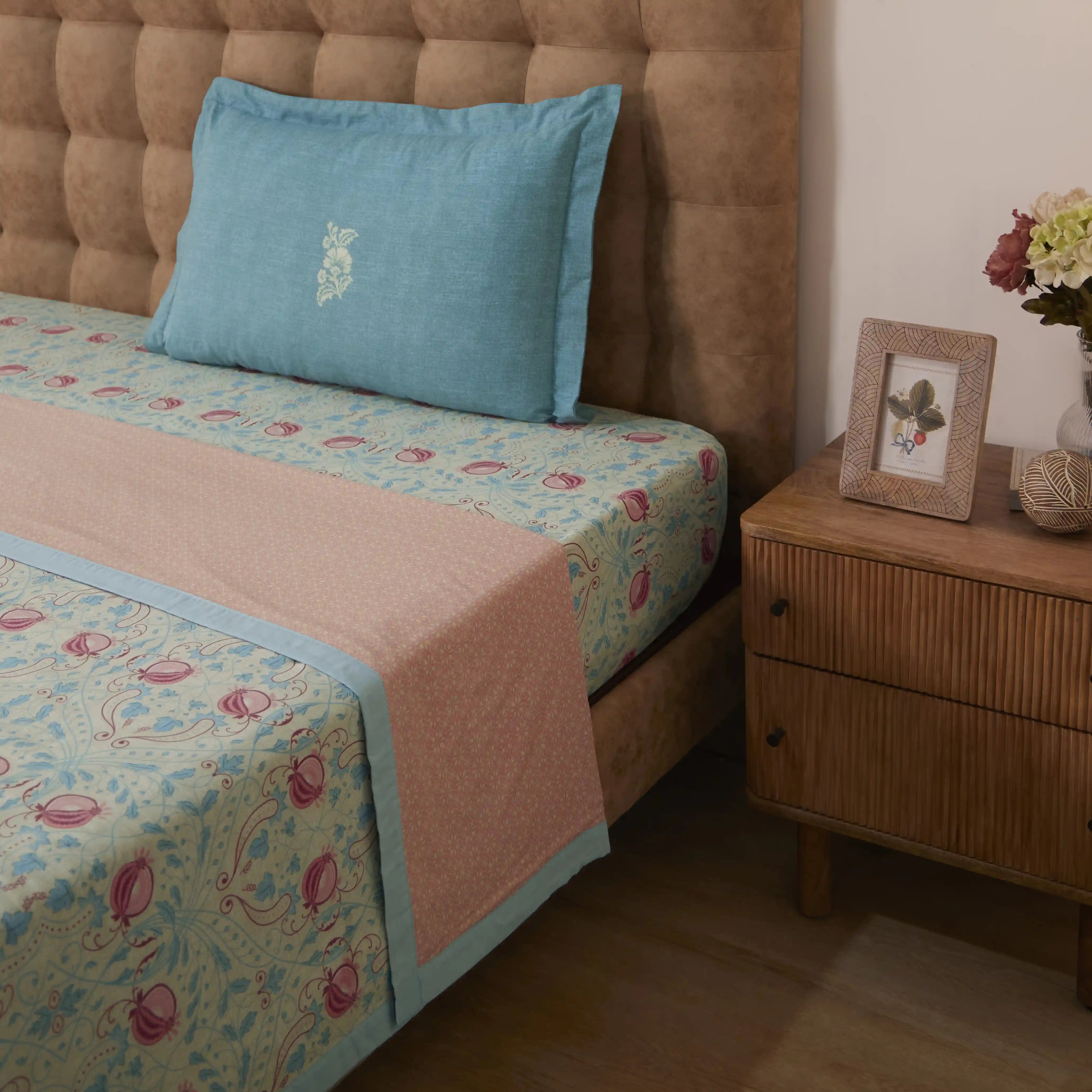 Chippa Lane | Contemporary Indian Print Design Reversible Dohar with Super Soft Flannel Layering-Light Blue Light Blue / Single