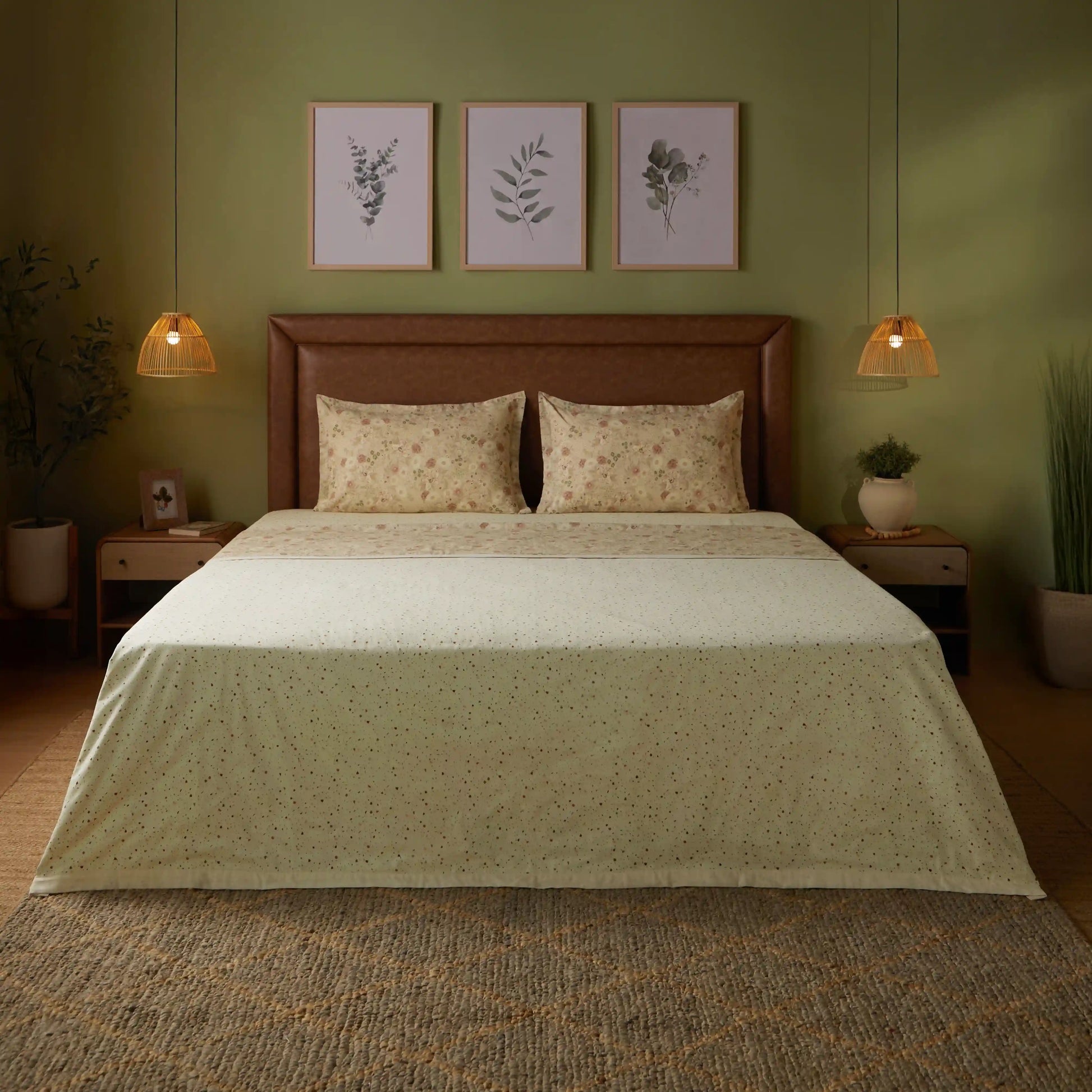 Mishella Printed Cream Dohar Cream / Double