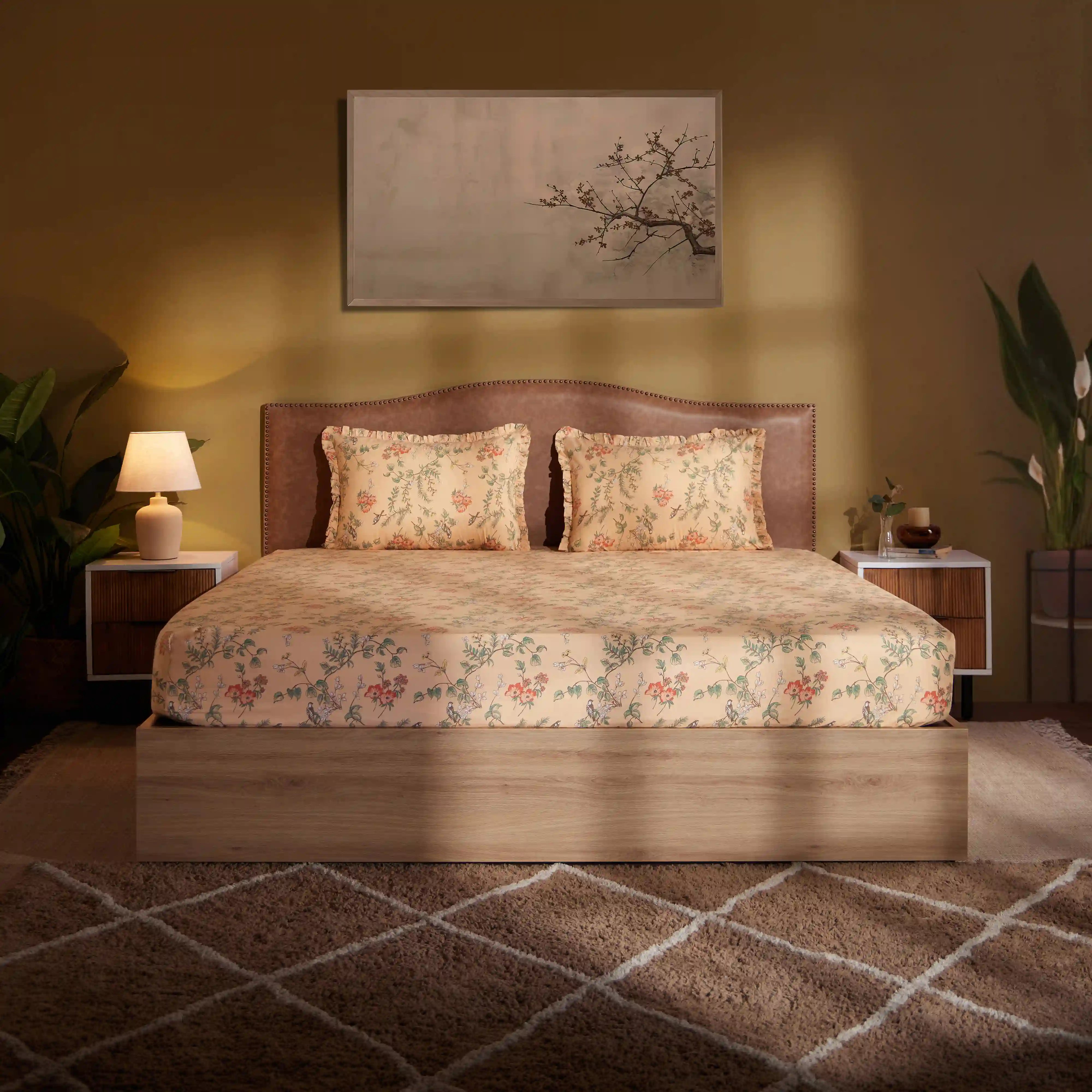 Bloomshire Luxe 100% Cotton Bedsheet Set Peach / Double
