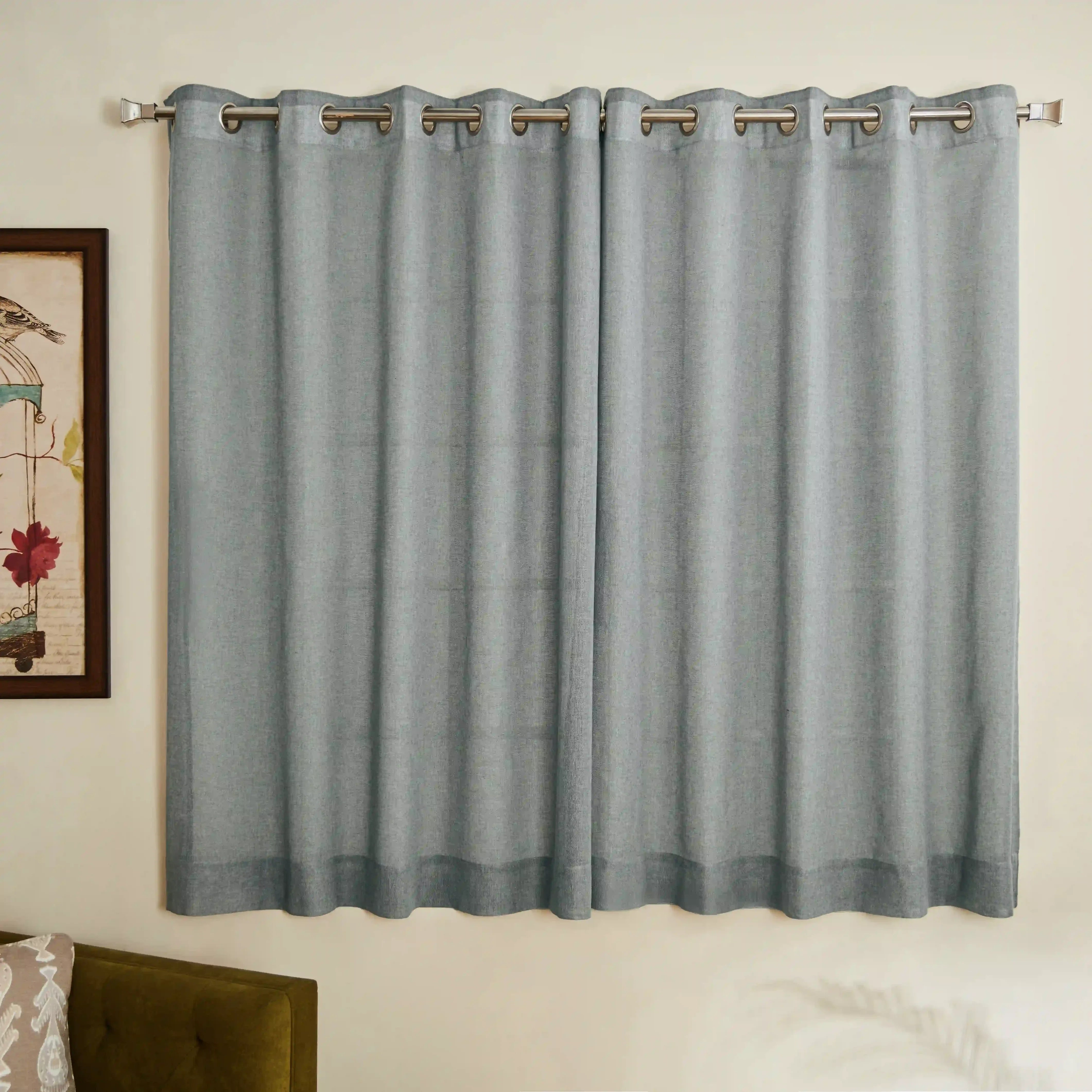 Velina Set Of 2 Sheer Readymade Curtains | 
Sand & Shadow Ash / Window (5ft X 4.4ft)