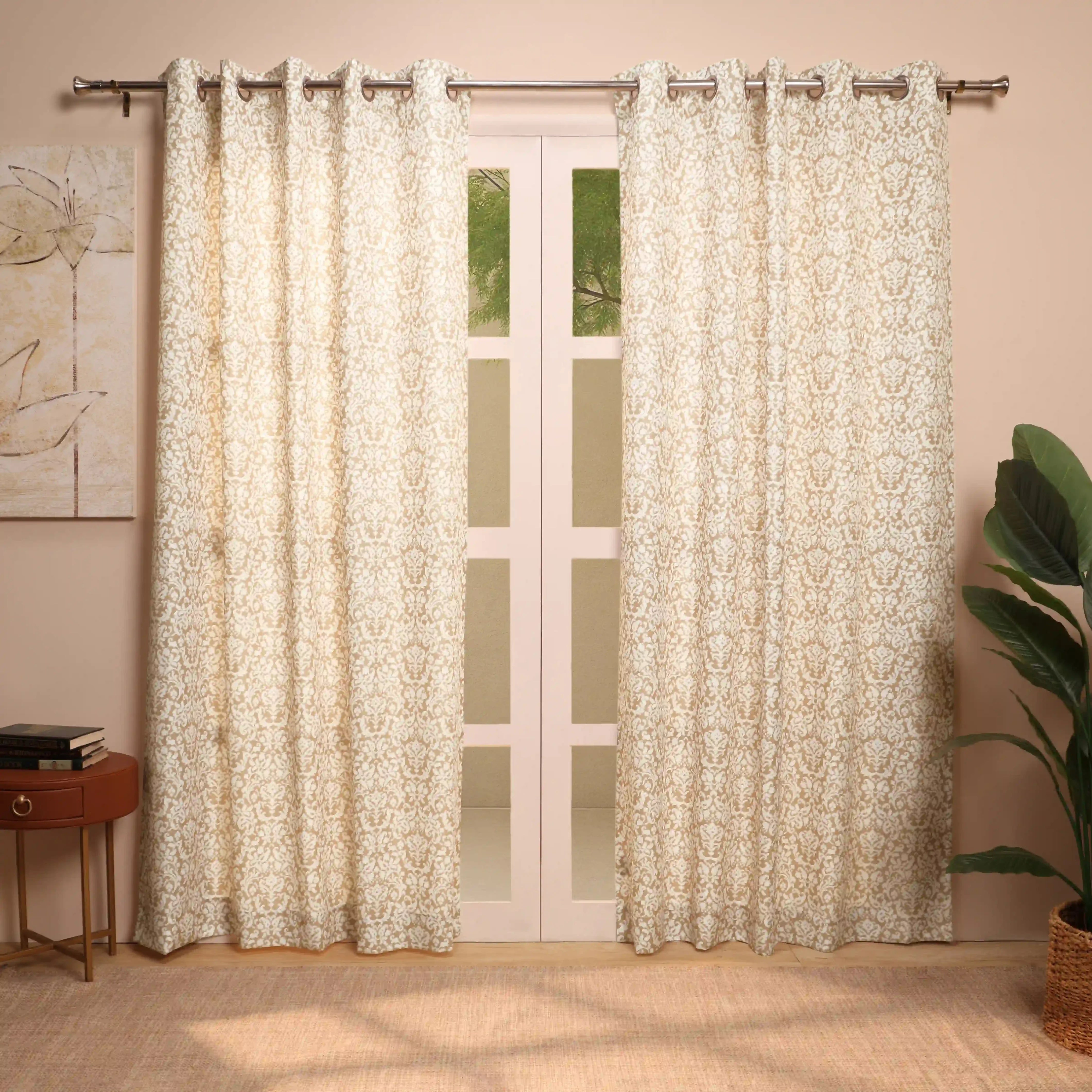 Chippa Lane Set Of 2 Printed Readymade Curtains | 
Loom Legacy Taupe / Door (7ft X 4.4ft)