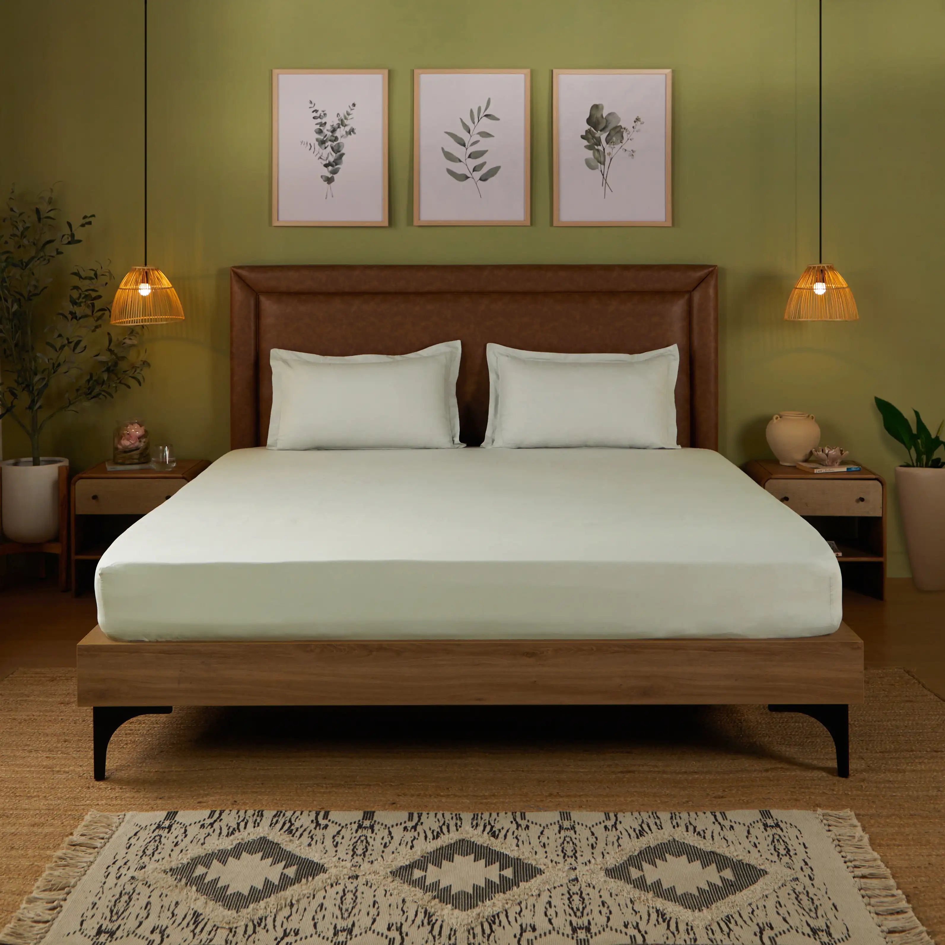 Paleto | Everyday Hues Solid Dyed Cotton Fitted Sheet Set-Silver Silver / Queen