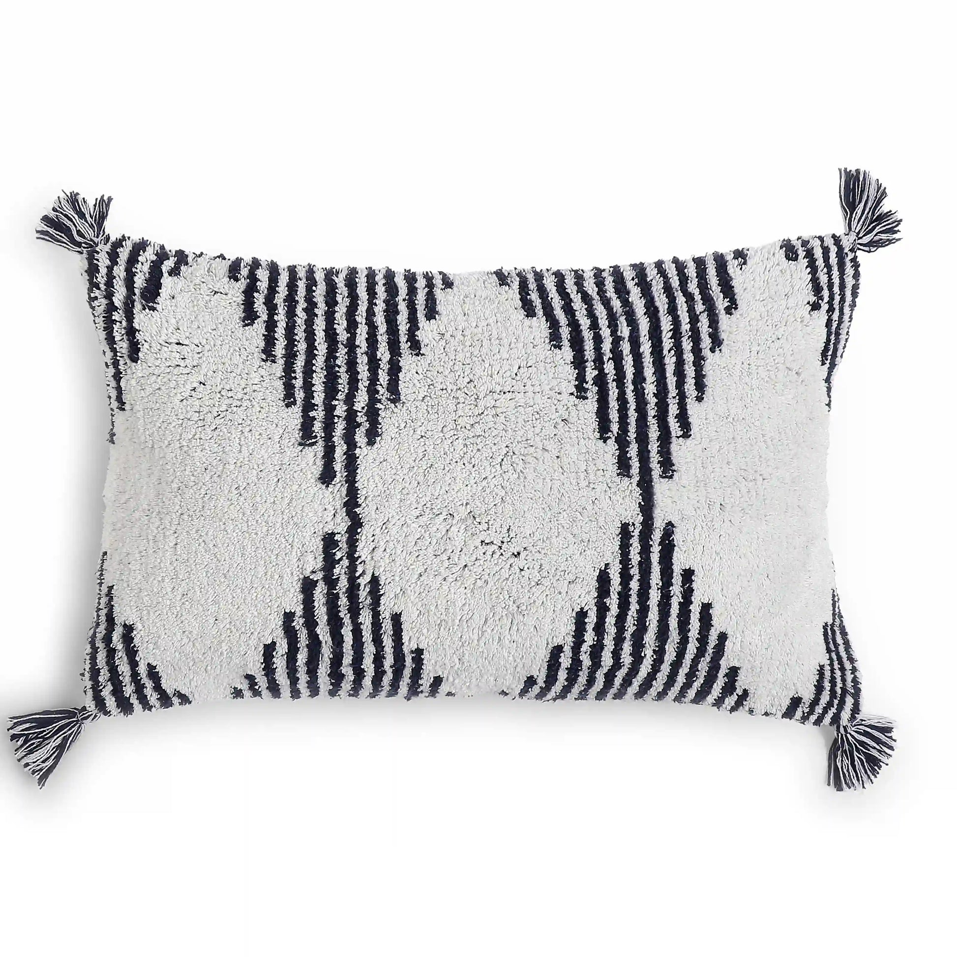 Vissencia 100% Cotton Knitted Cushion Cover | Triangle Nest Ash / Cushion Cover (41cm x 66cm)