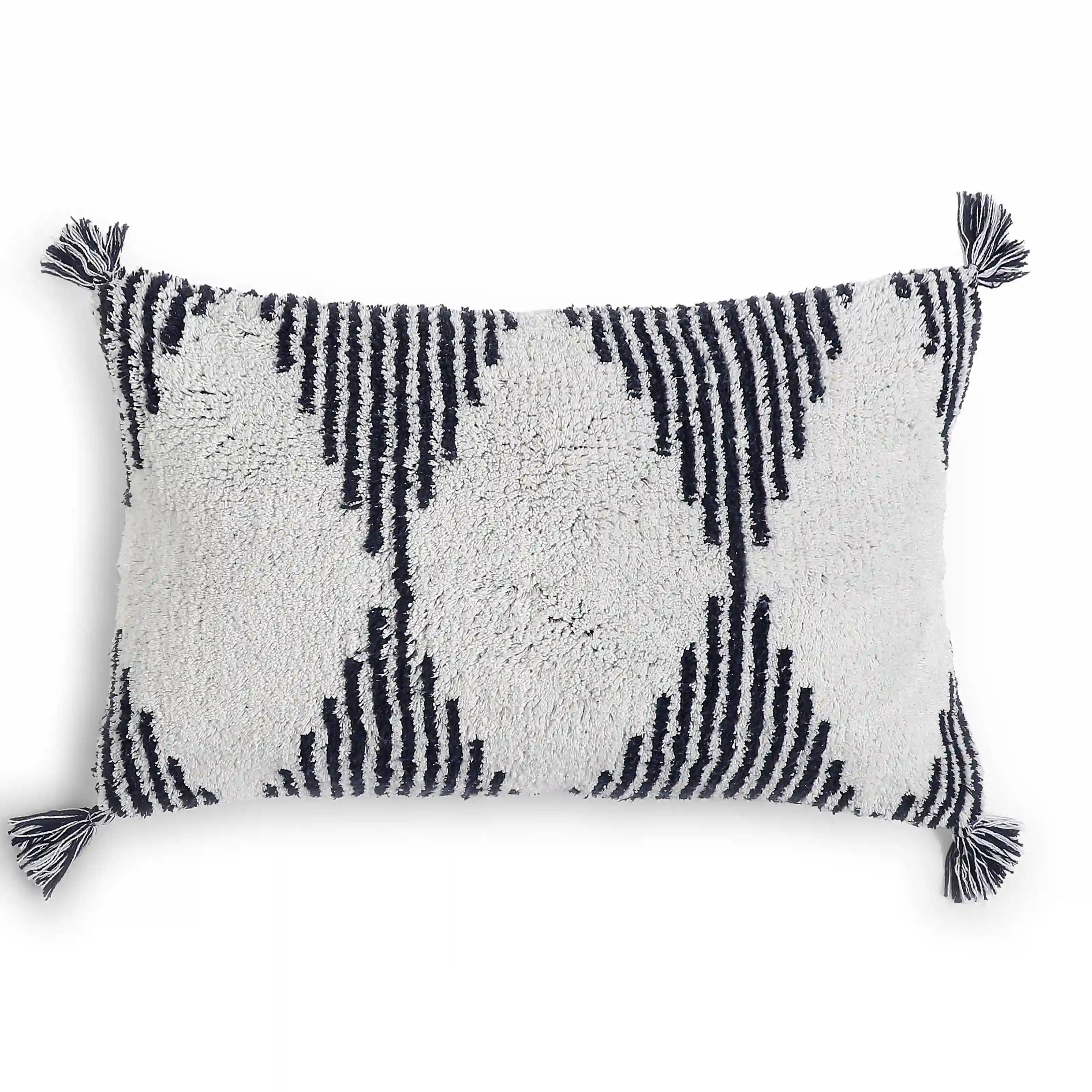 Vissencia 100% Cotton Knitted Cushion Cover | Triangle Nest Ash / Cushion Cover (41cm x 66cm)