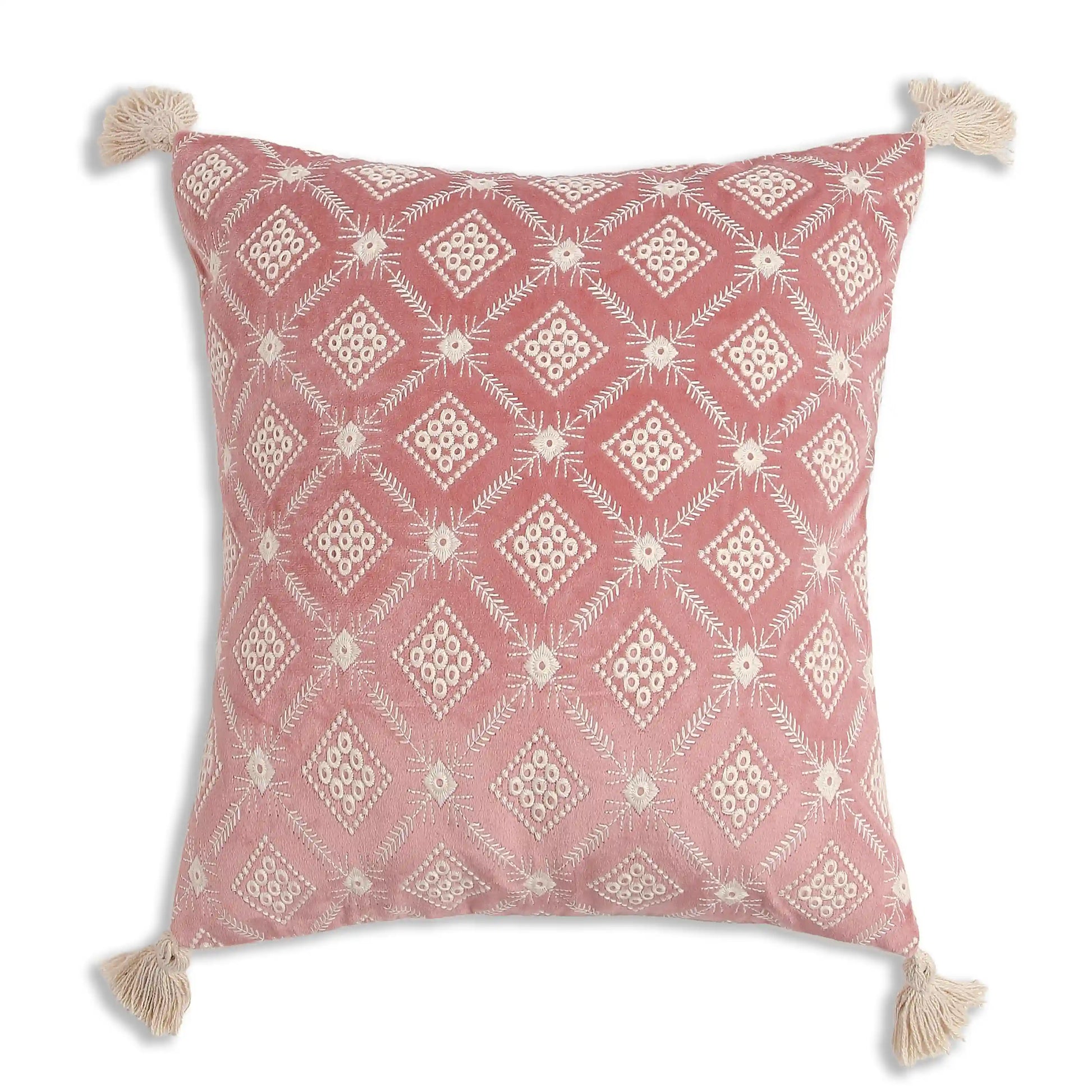 Vissencia Embroidered Cushion Cover | Tana Bana Pink / Cushion Cover (41cm x 41cm)