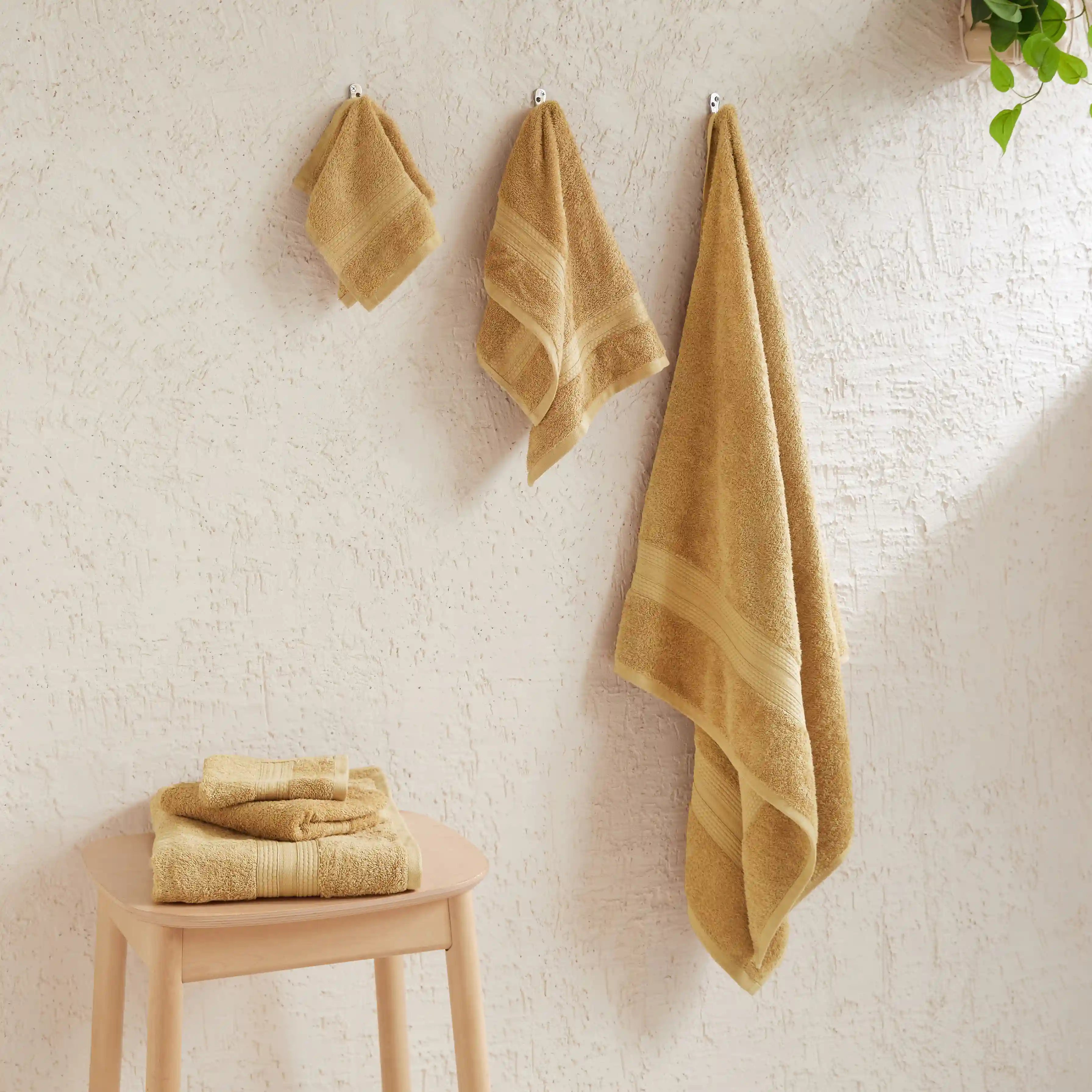 Paleto | Everyday Essentials Absorbent Ring Spun Cotton 6 Piece Terry Towel Set | Set of Bath, Hand & Face Towels Beige / 6 Piece Set