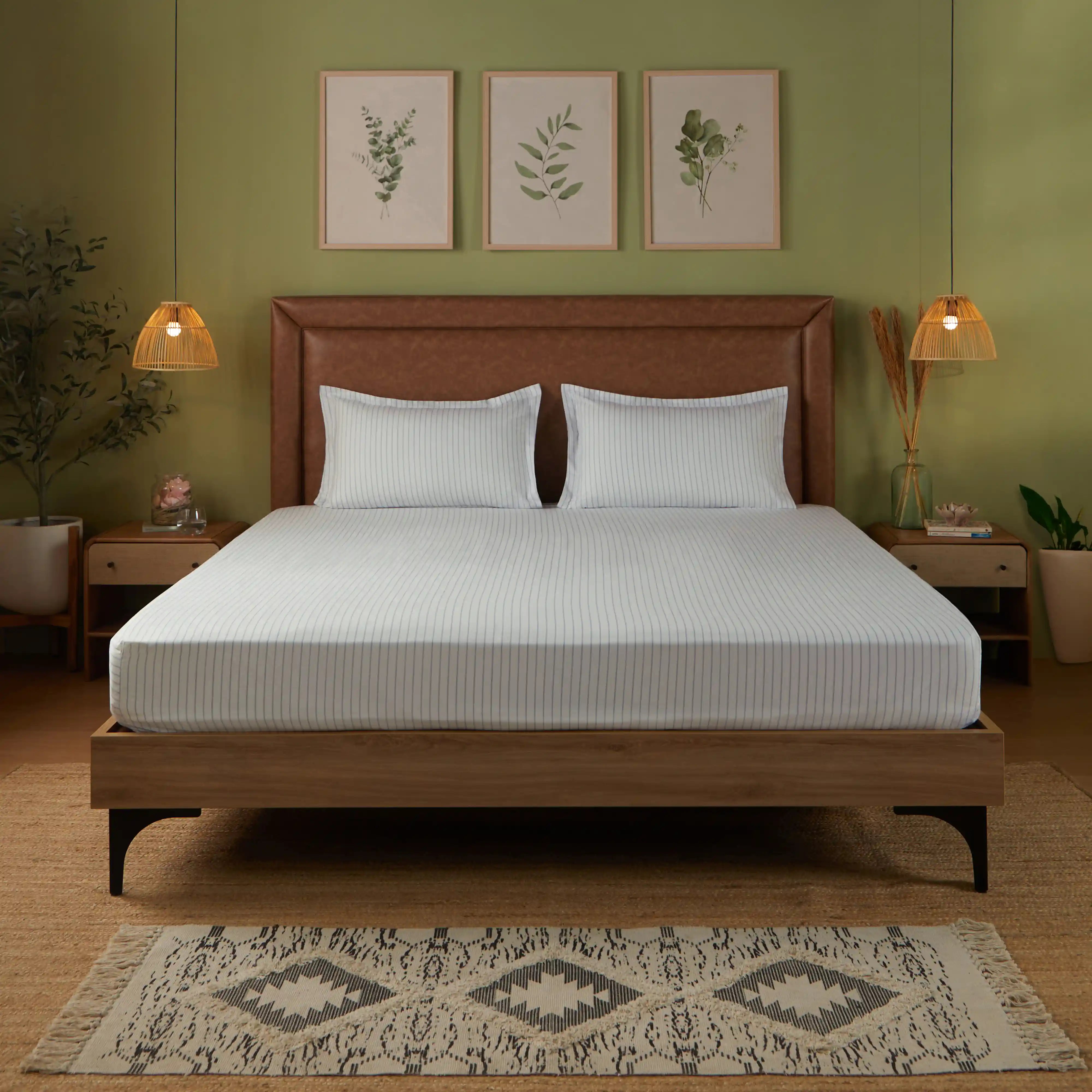 Bloomshire Classic | Everyday Charm Printed Cotton Bedsheet Set-Blue Blue / Double