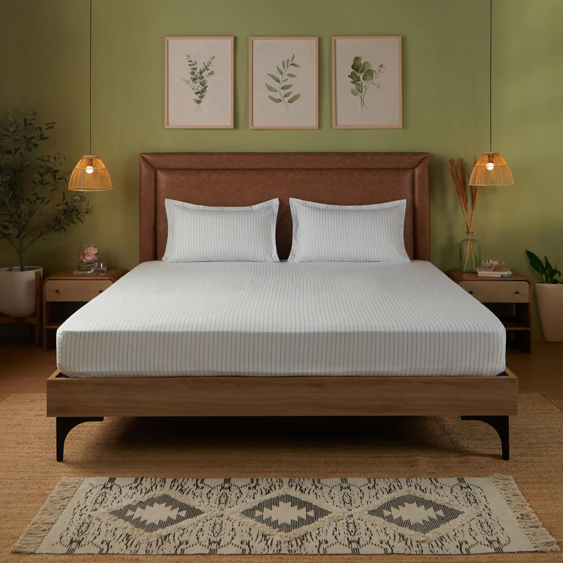 Bloomshire Classic | Everyday Charm Printed Cotton Bedsheet Set-Blue Blue / Double