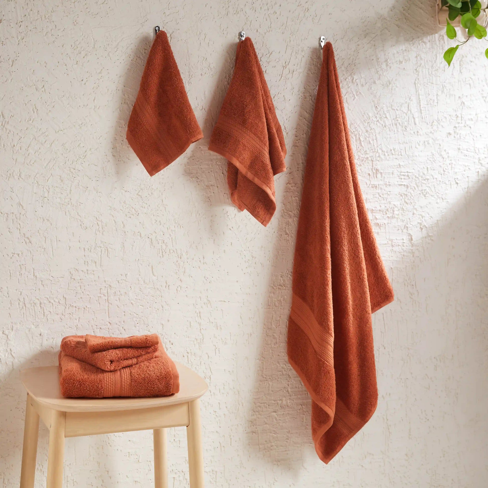 Paleto | Everyday Essentials Absorbent Ring Spun Cotton 6 Piece Terry Towel Set | Set of Bath, Hand & Face Towels Burnt Red / 6 Piece Set