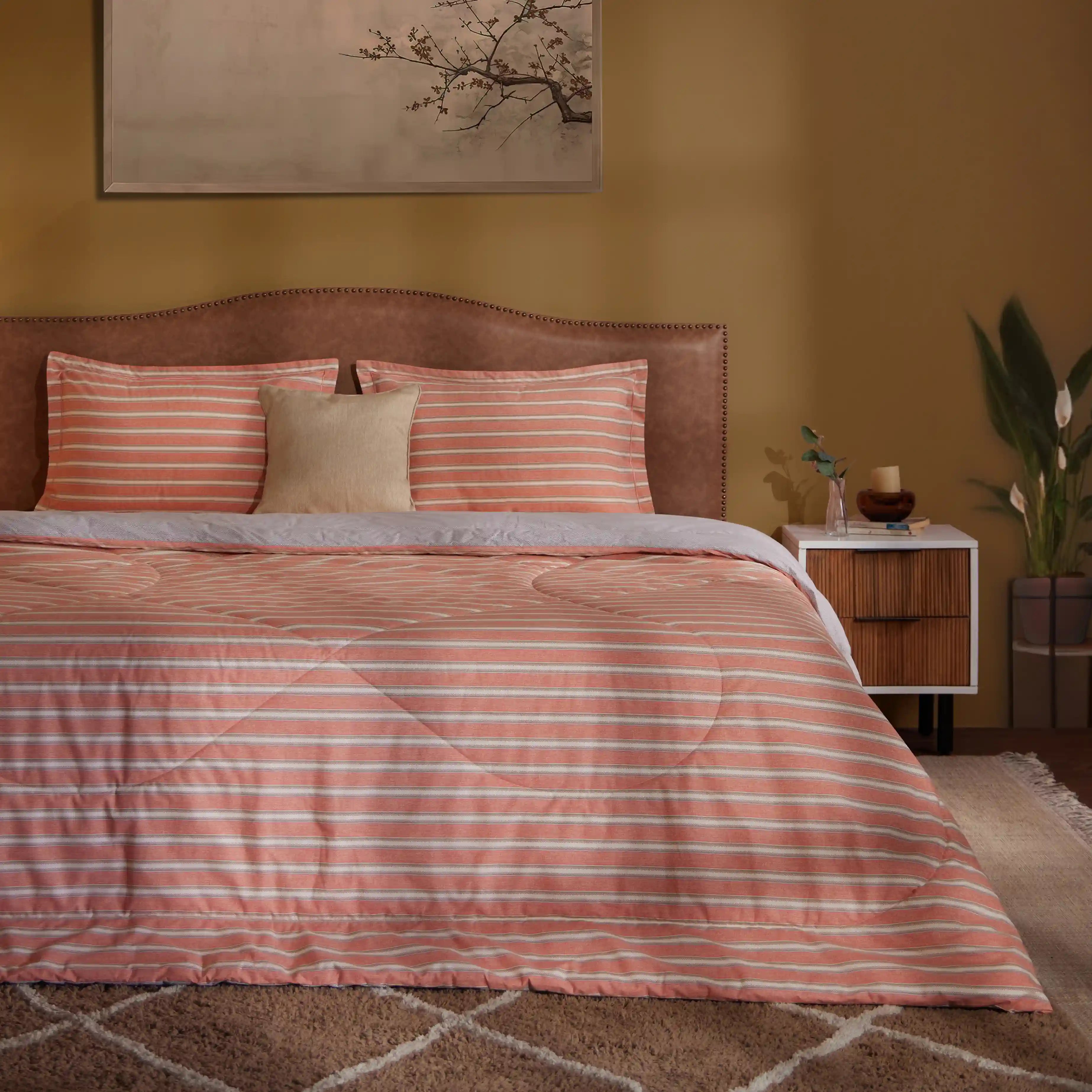 Threadscapes Printed Comforter-120gsm-Peach Peach / Double