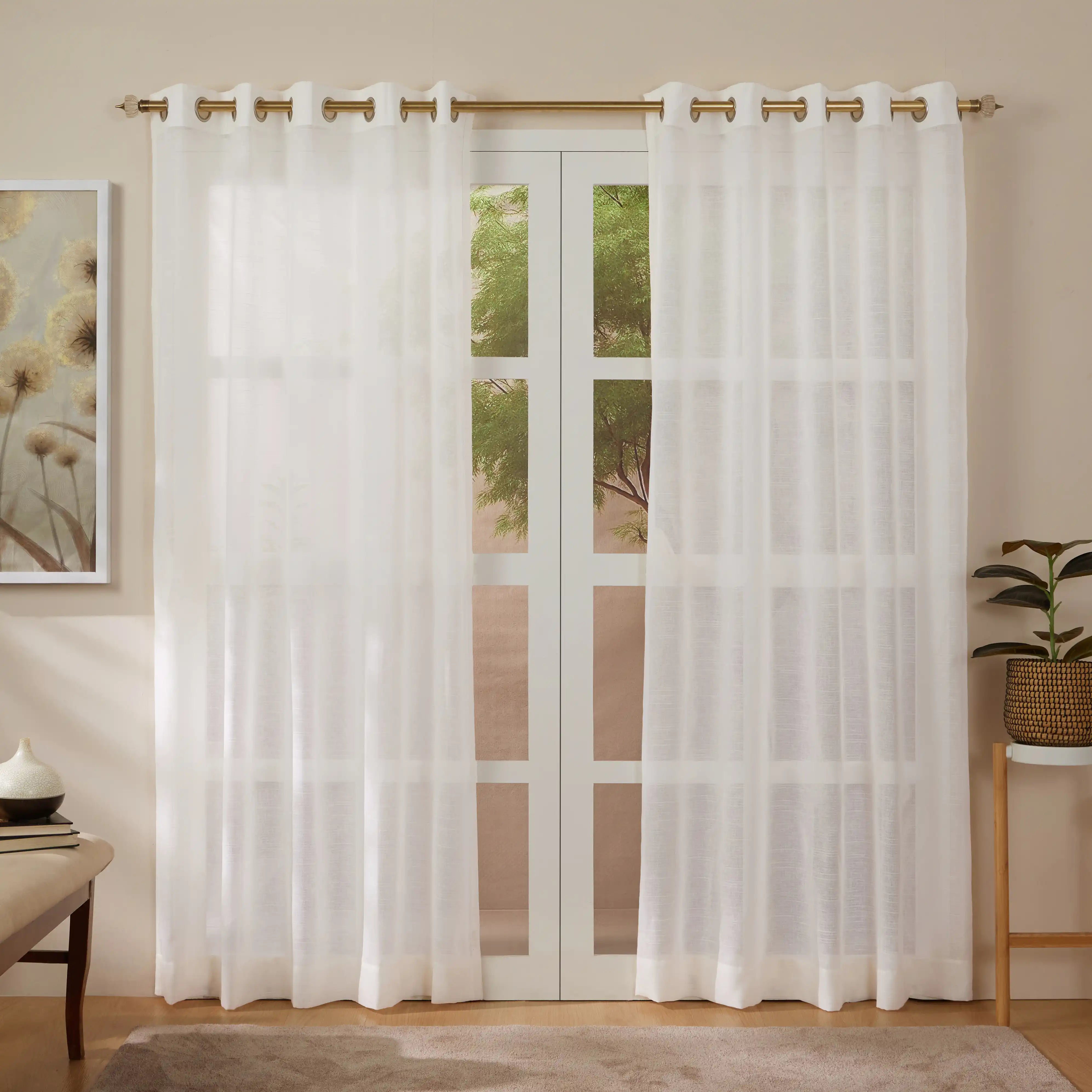 Velina Set Of 2 Sheer Readymade Curtains | 
Tinted Hues Snow / Door (7ft X 4.4ft)