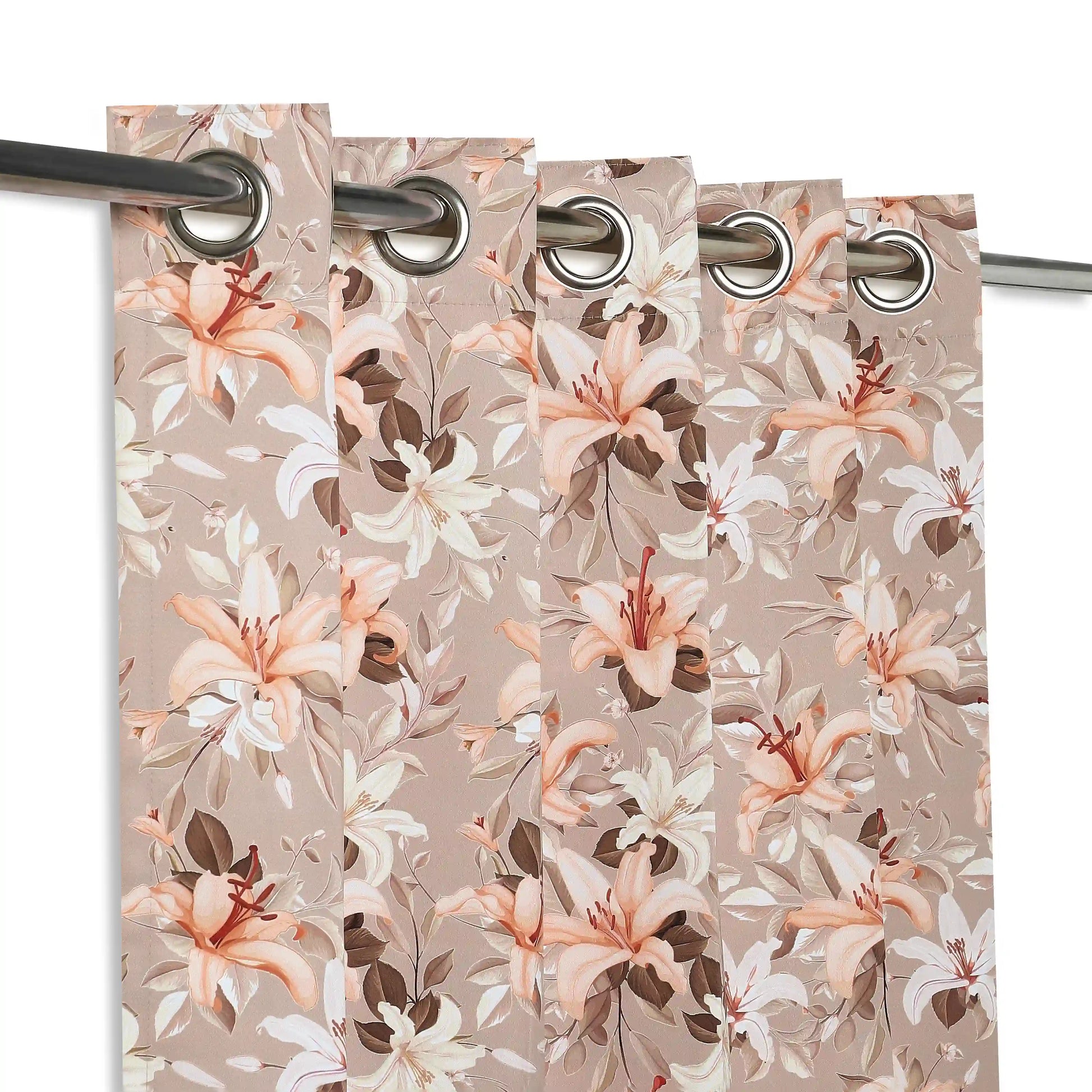 Bloomshire Classic Set Of 2 Printed Readymade Curtains | Tropical Whisper Coral / Window (5ft X 4.4ft)