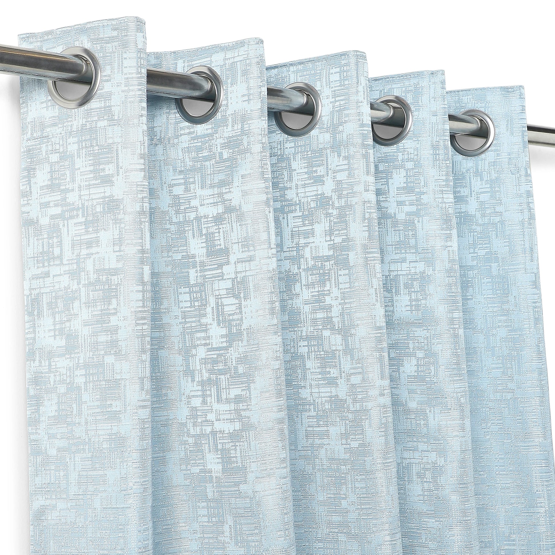 De Jacquard - Classic Set Of 2 Jacquard Readymade Curtains | Textured tales Ocean Haze / Door (7ft X 4.4ft)