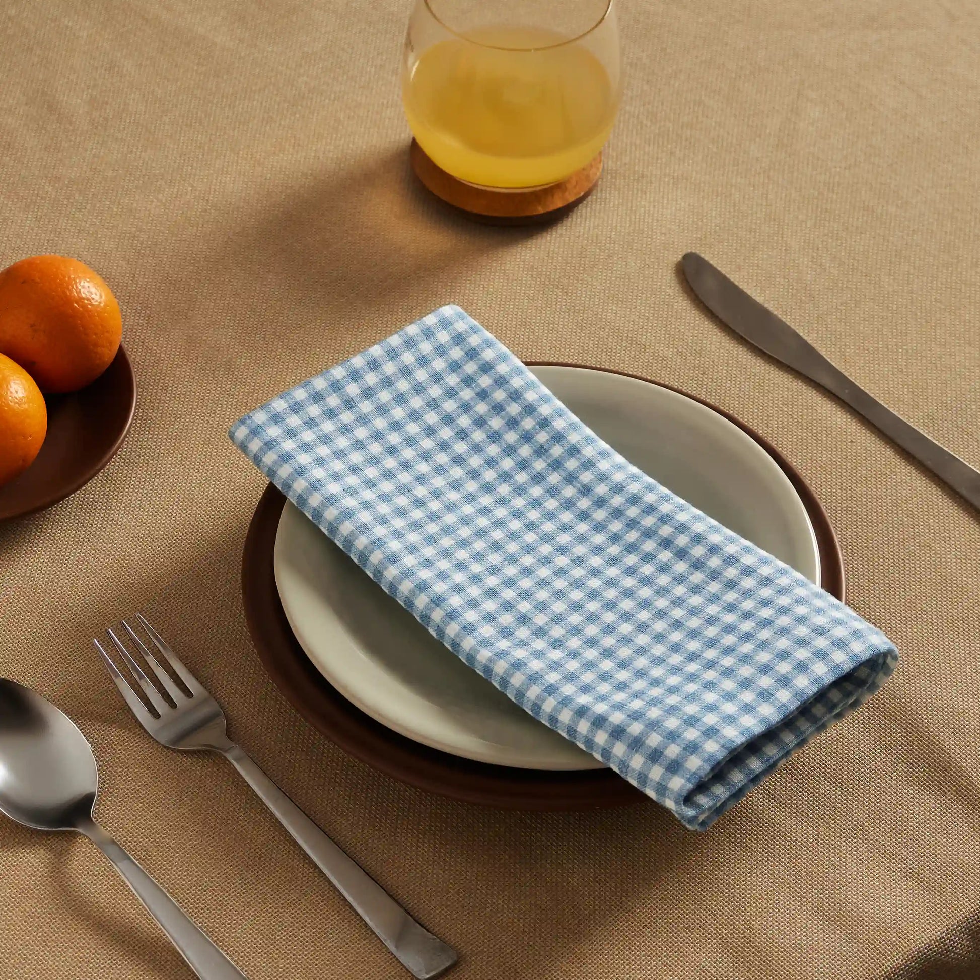Nonna's Home 100% Cotton Table Napkin Set Small Blueberry Gingham / Pack of 4