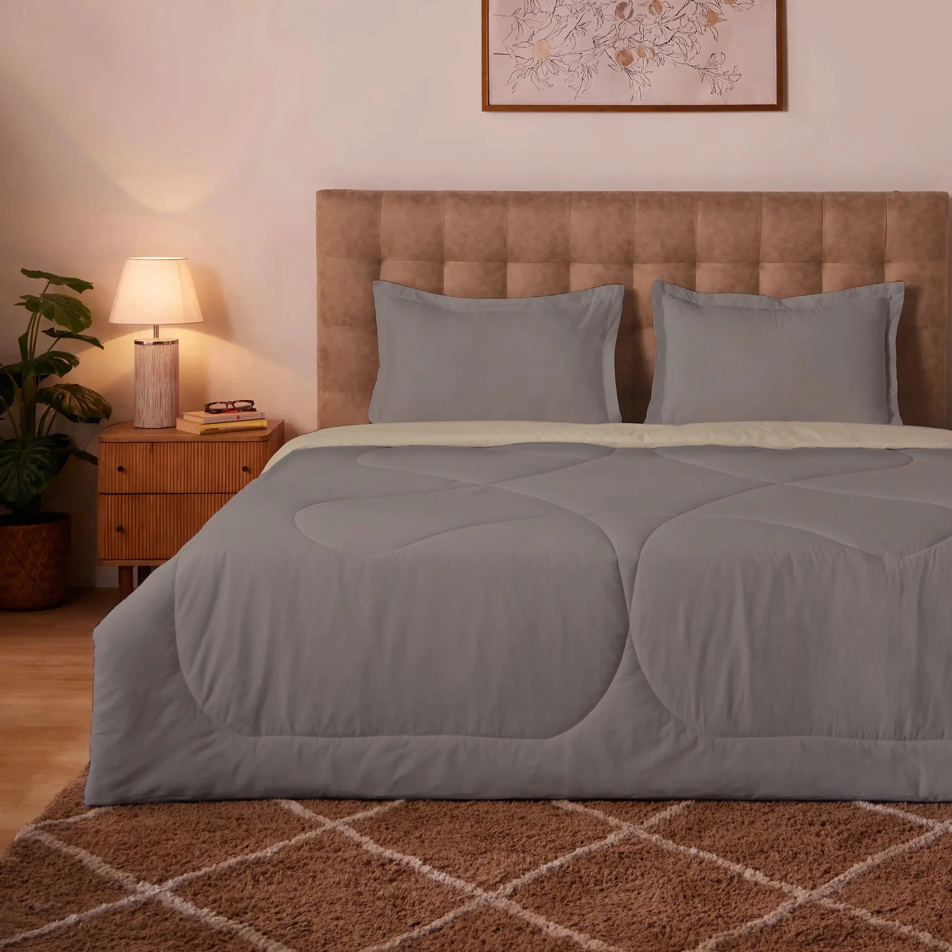 Plumelle | All Season 150 GSM Reversible Comforter - Beige & Brown Beige Brown / King