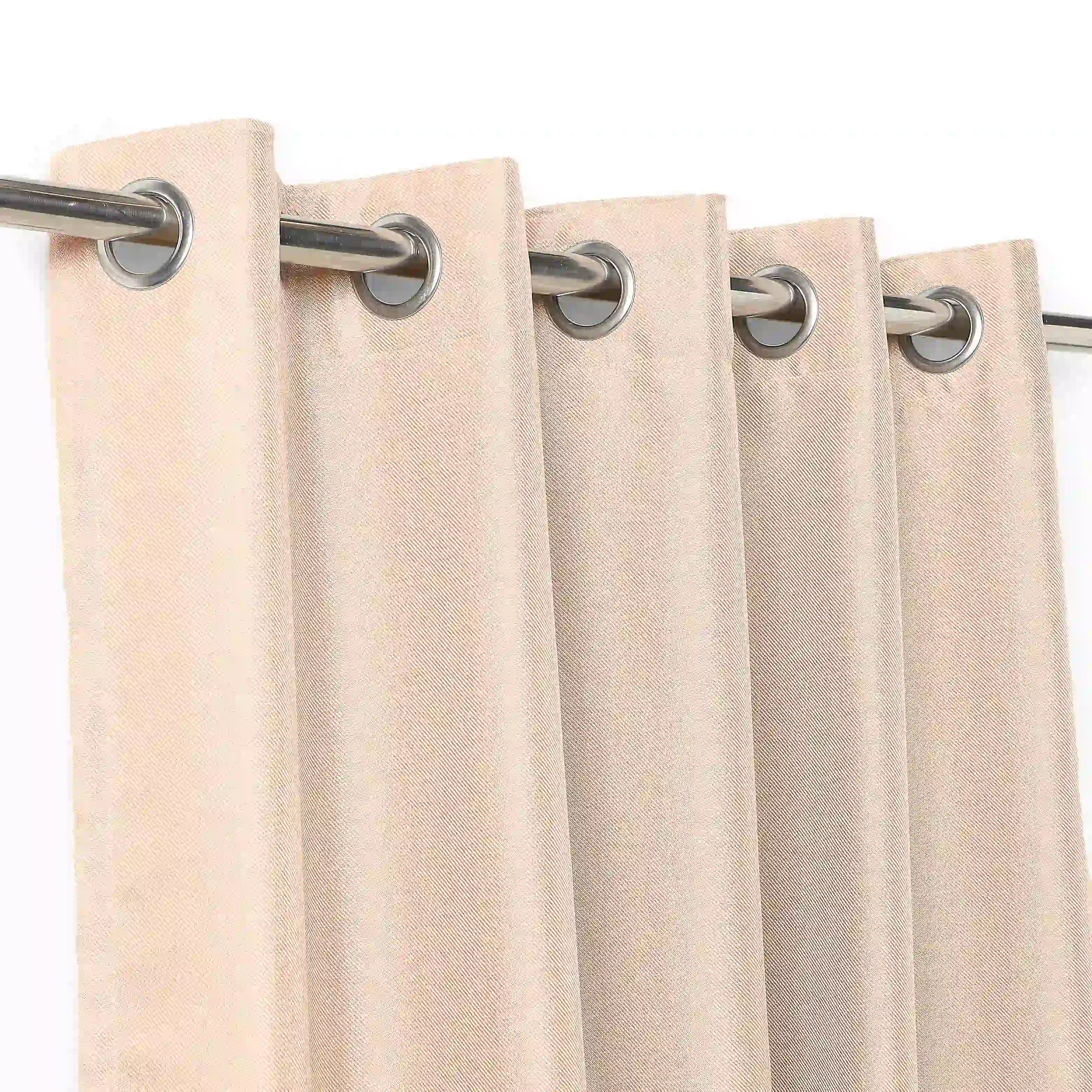 Paleto Set Of 2 Solid Readymade Curtains | Muted Moments Latte / Door (7ft X 4.4ft)