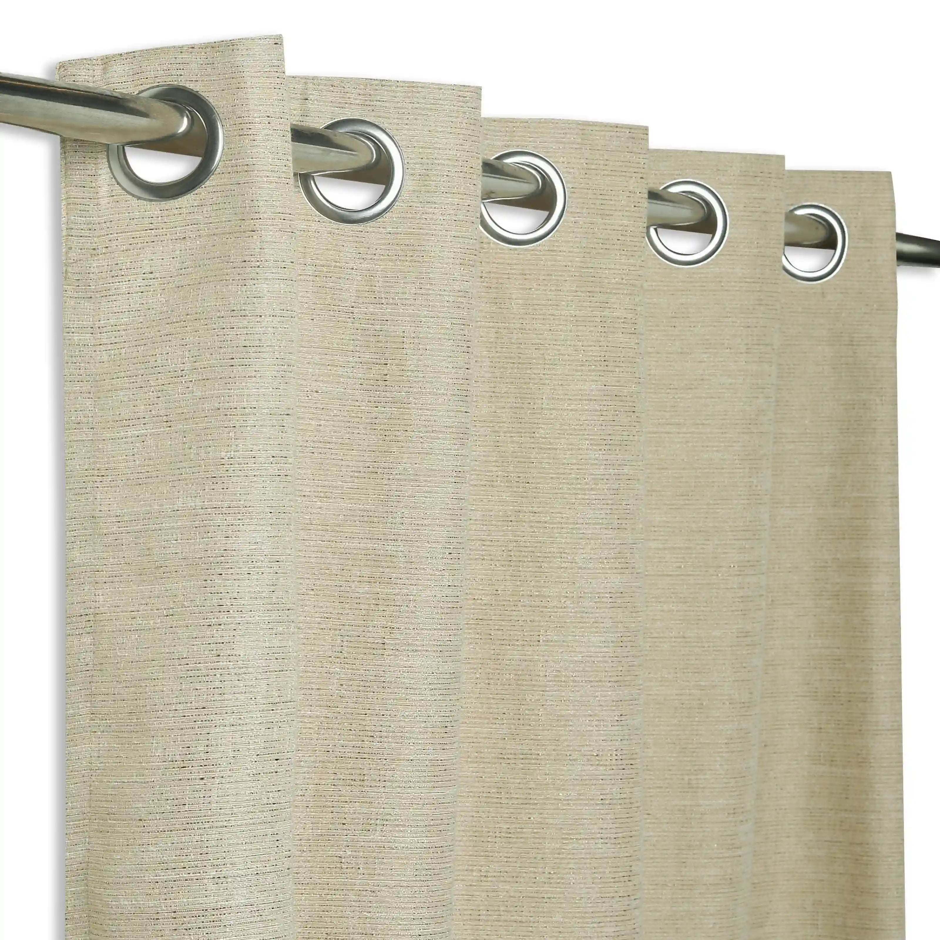 Paleto Set Of 2 Solid Readymade Curtains | Rain & Mist Baked Sand / Door-XL (9ft X 4.4ft)
