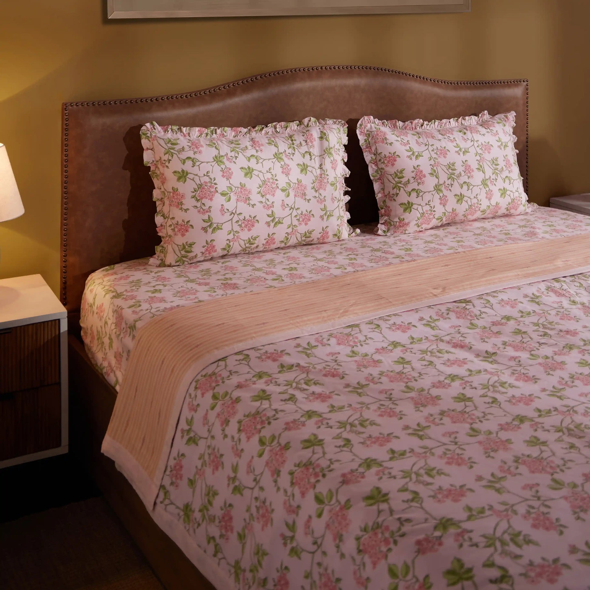 Bloomshire Luxe Printed Dohar-Pink Pink / Double