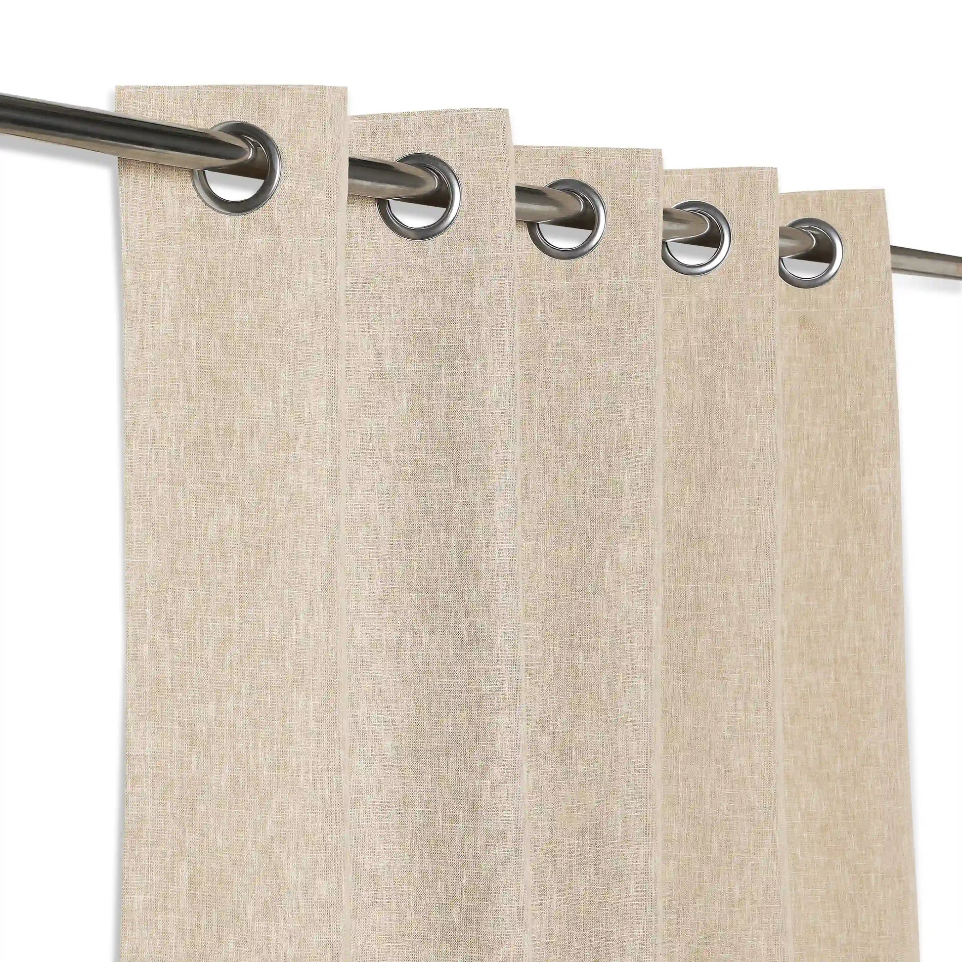 Paleto Set Of 2 Solid Readymade Curtains | Neutral Notes Toffee / Window (5ft X 4.4ft)