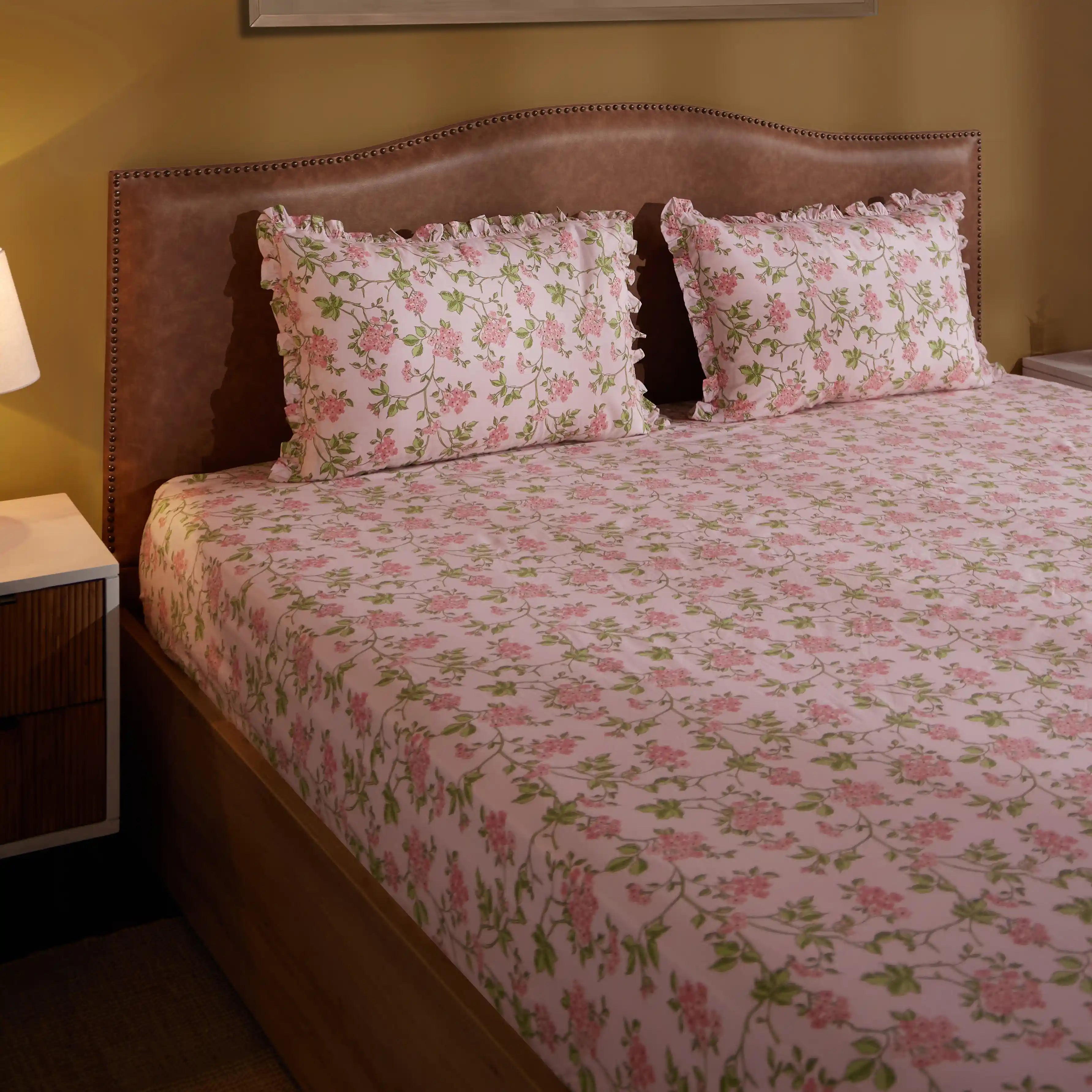 Bloomshire Luxe Printed Fitted Sheet Set-Pink Pink / King