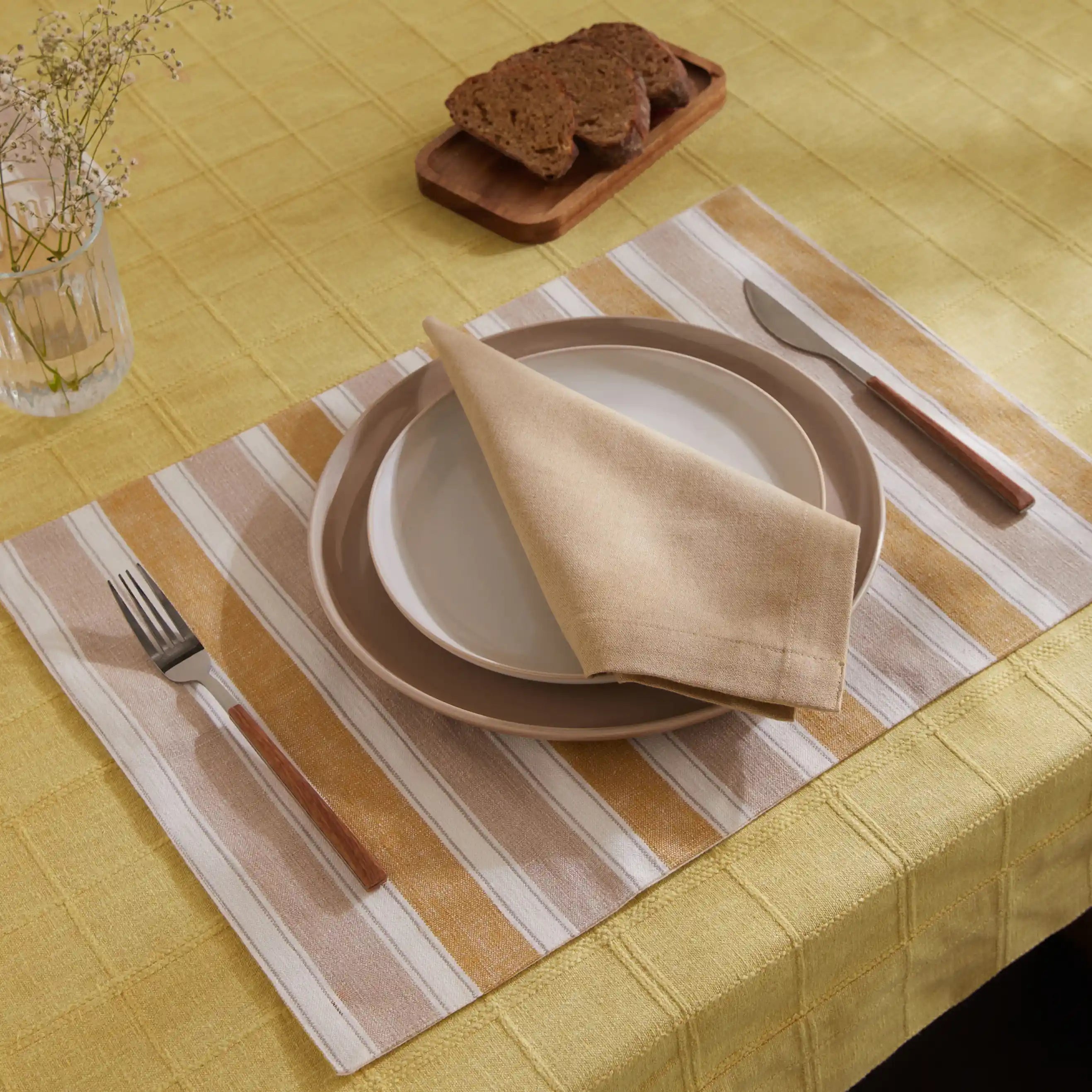 Kaleida Cotton-Polyester Blend Table Cloth Ochre Origins-Solid Dyed / Table Cloth (150cm x 200cm)