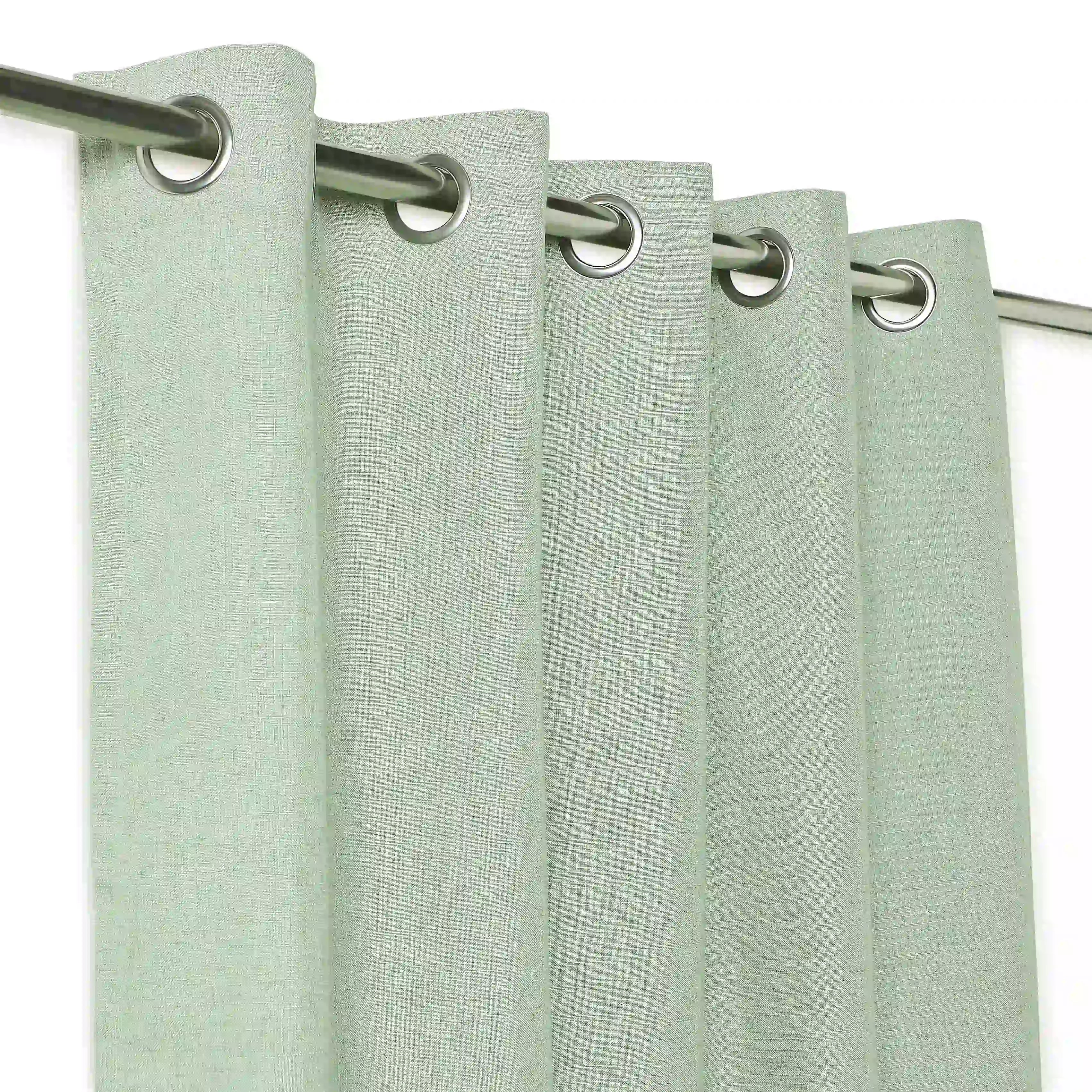 Paleto Set Of 2 Solid Readymade Curtains | Forest Days Sage / Window (5ft X 4.4ft)