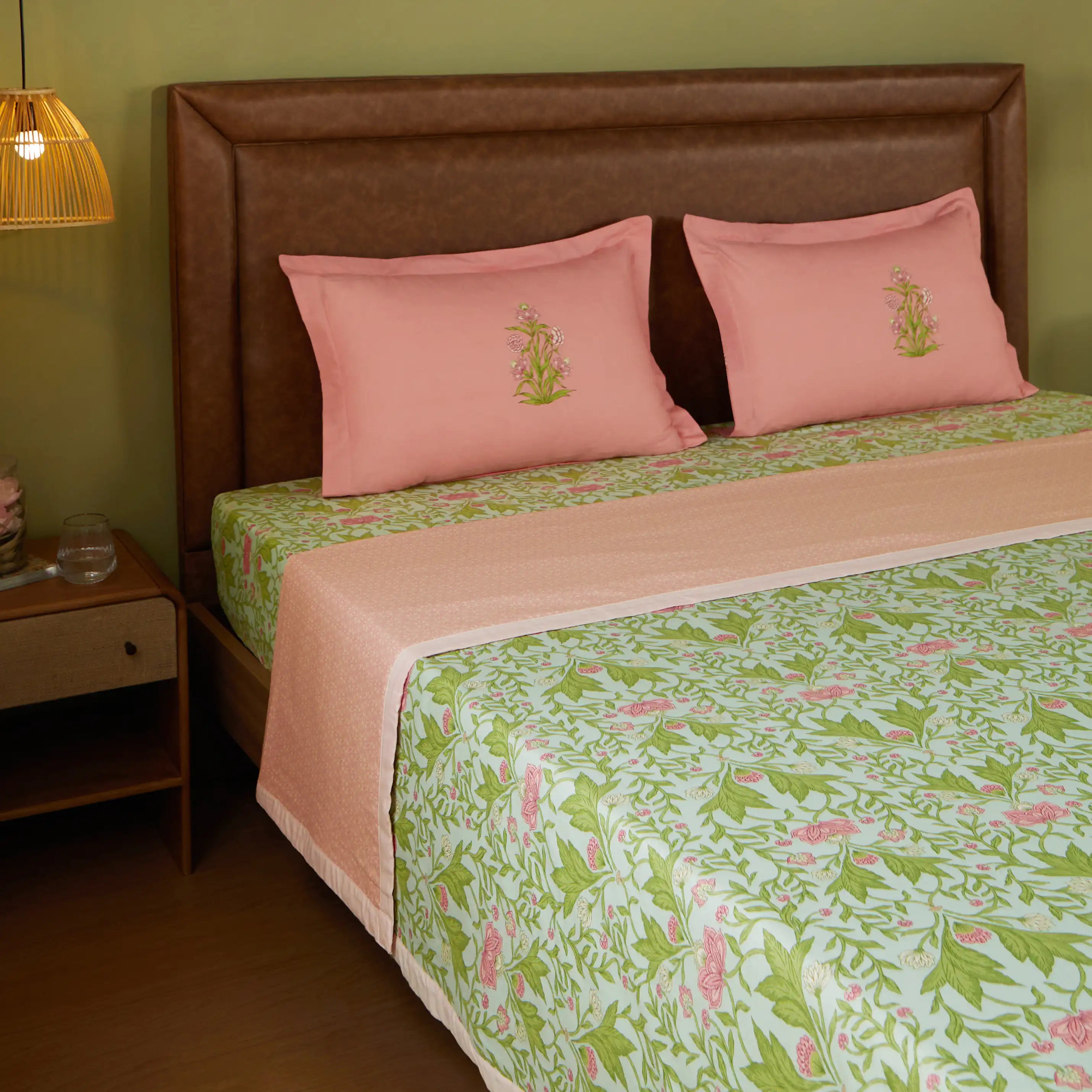Chippa Lane | Contemporary Indian Print Design Reversible Dohar with Super Soft Flannel Layering-Sage Mint Sage Mint / Double