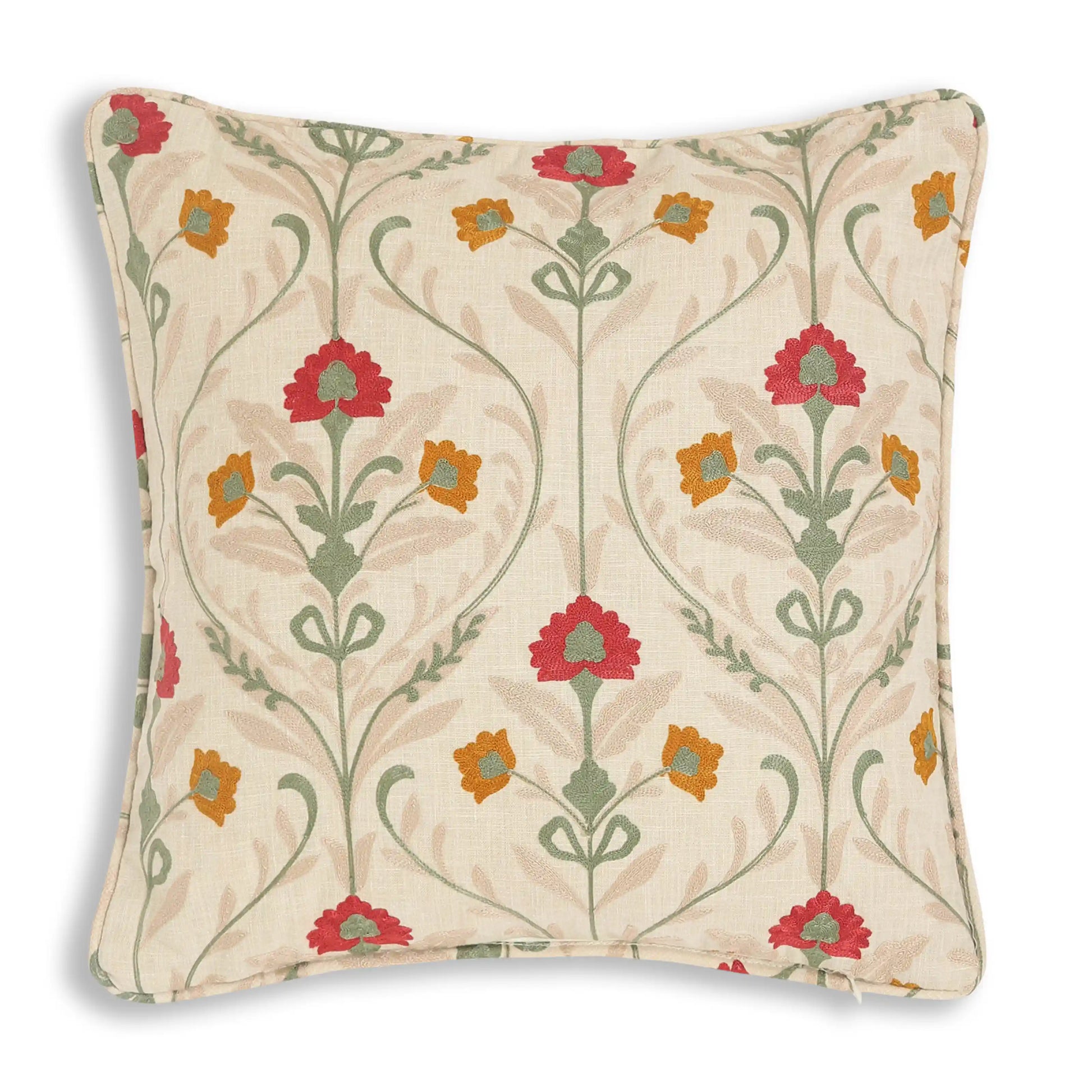 Espricia Embroidered Cushion Cover | Saanjh Merlot / Cushion Cover (51cm x 51cm)