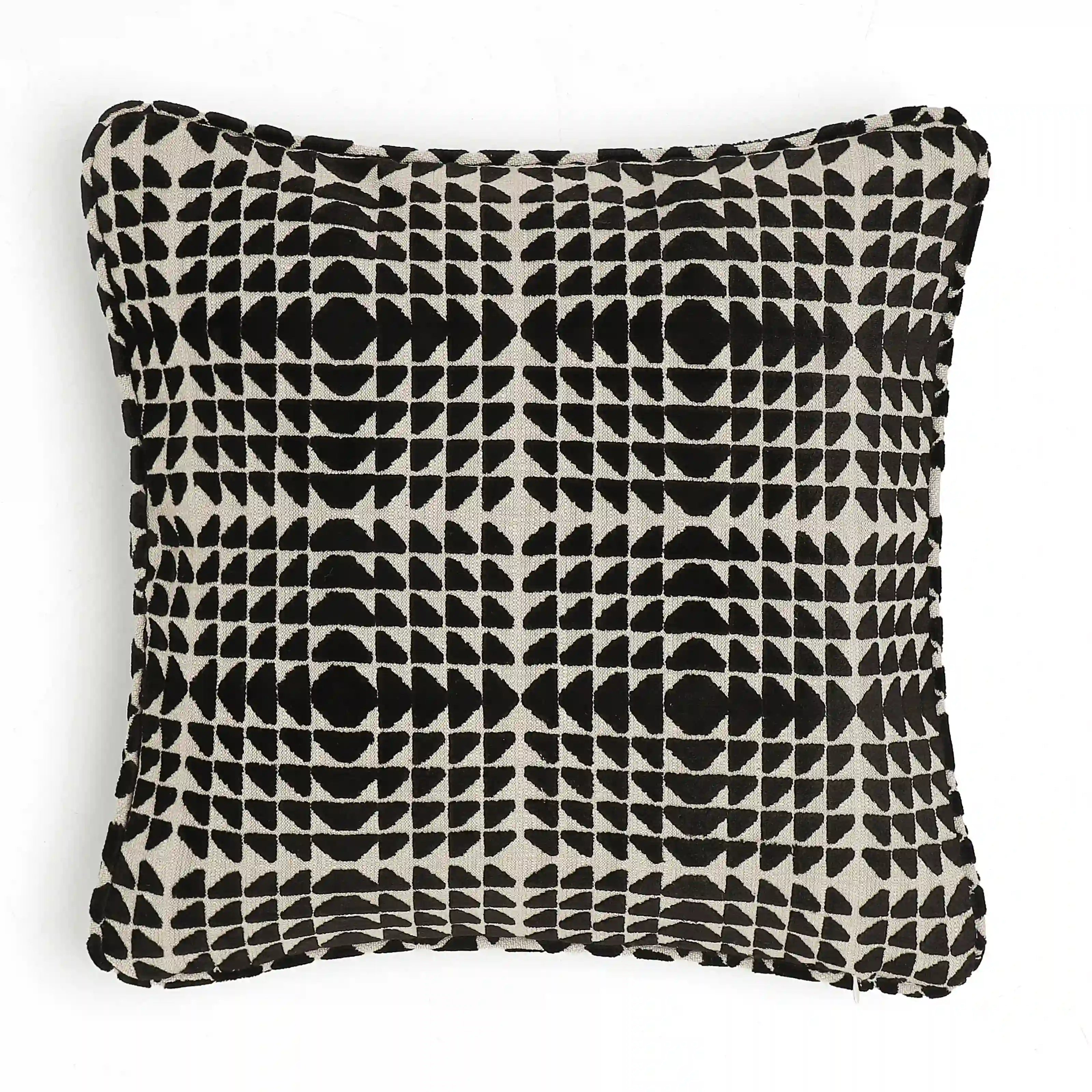 Estrella Woven Cushion Cover | Monochrome Play Ebony / Cushion Cover (41cm x 41cm)