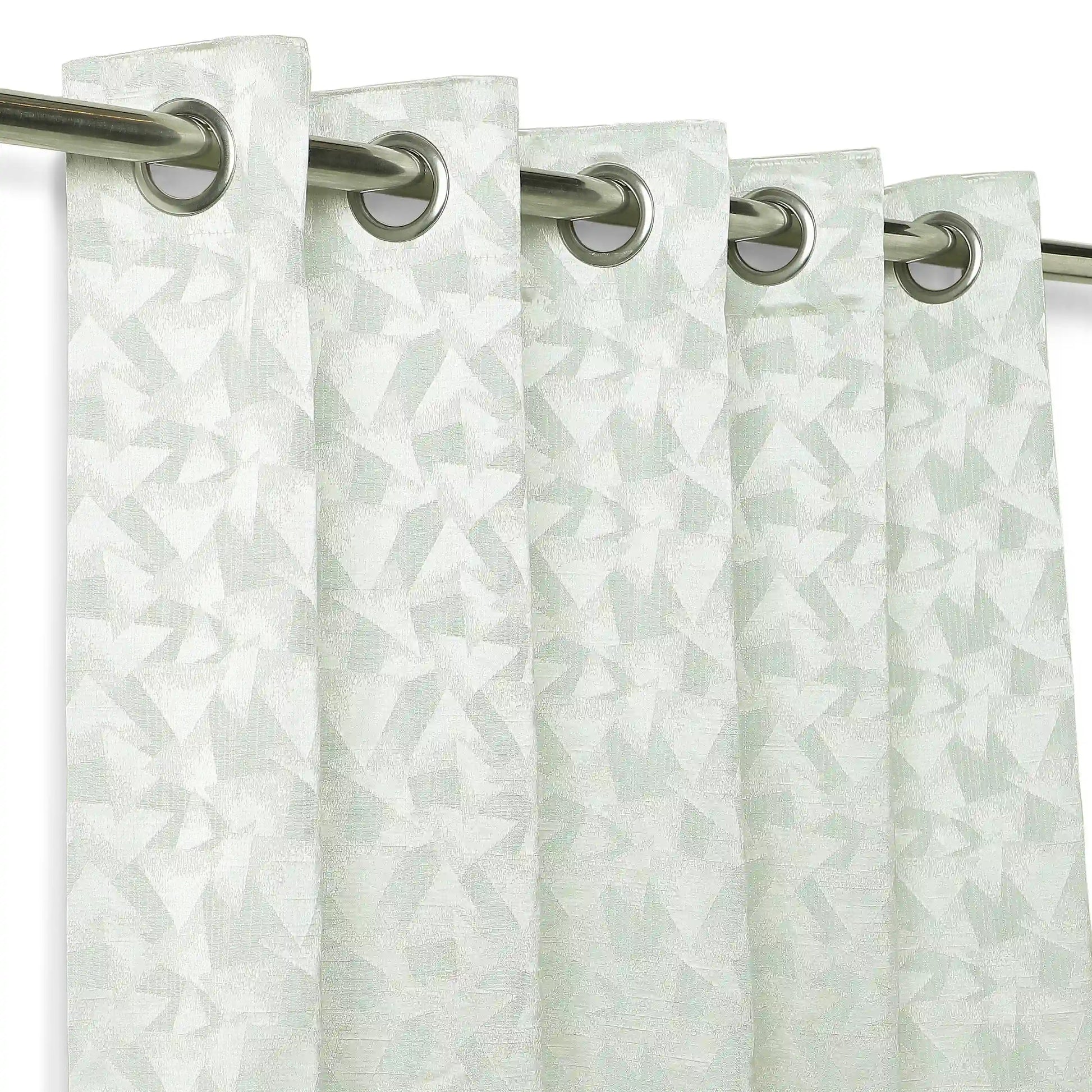 De Jacquard - Classic Set Of 2 Jacquard Readymade Curtains | Geometric Haze Seafoam / Window (5ft X 4.4ft)