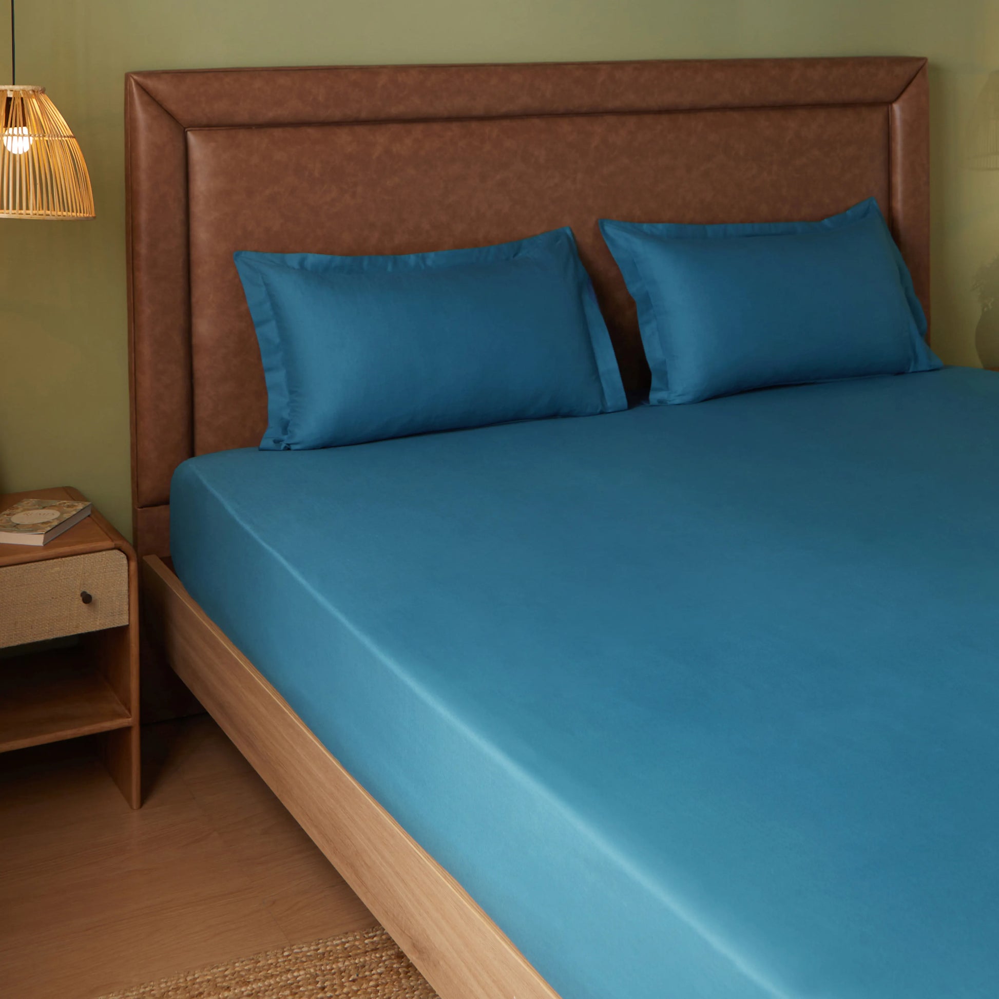 Paleto | Everyday Hues Solid Dyed Cotton Fitted Sheet Set-Mineral Mineral / Queen