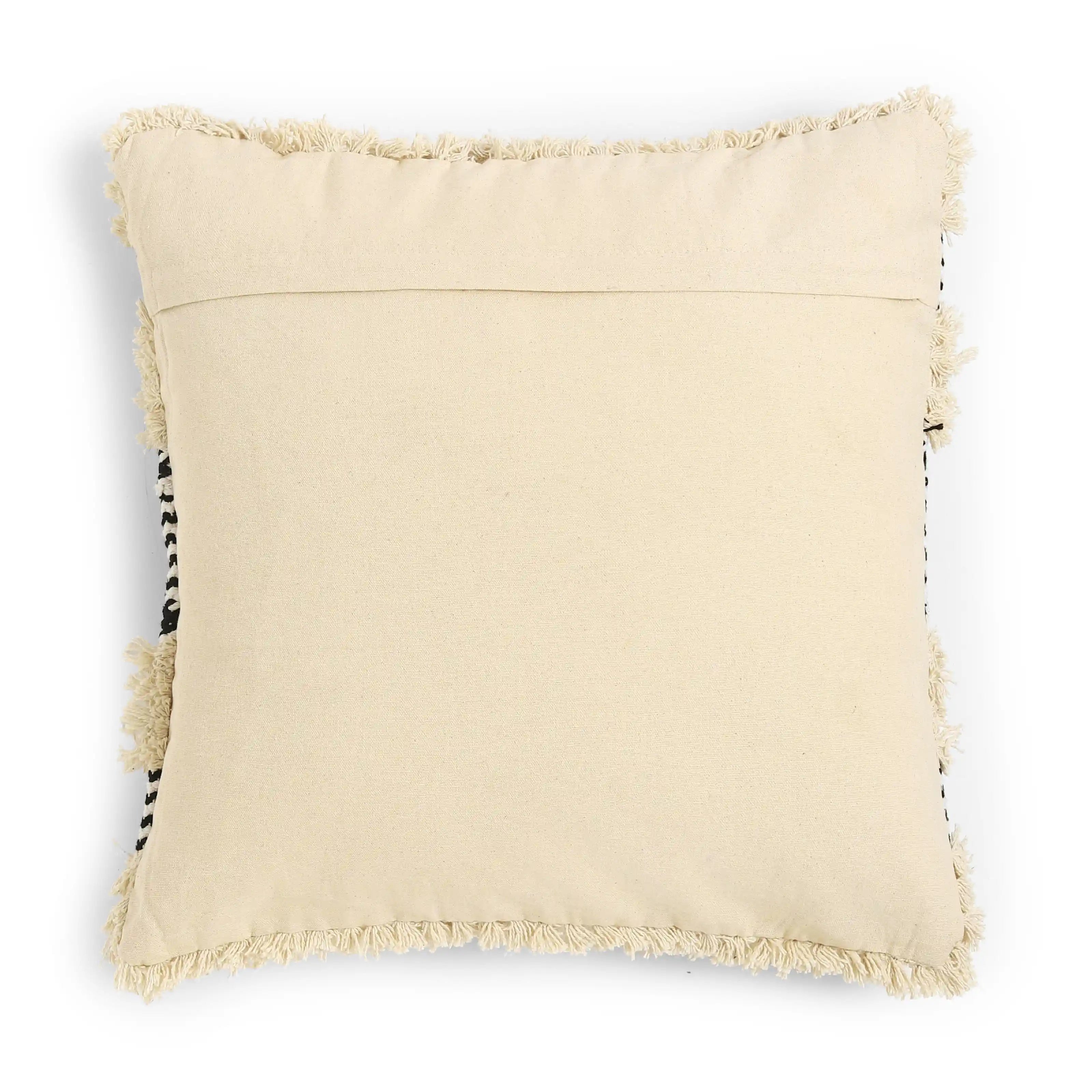 Vissencia 100% Cotton Woven Cushion Cover | Boho Bliss Deep Coal / Cushion Cover (41cm x 41cm)