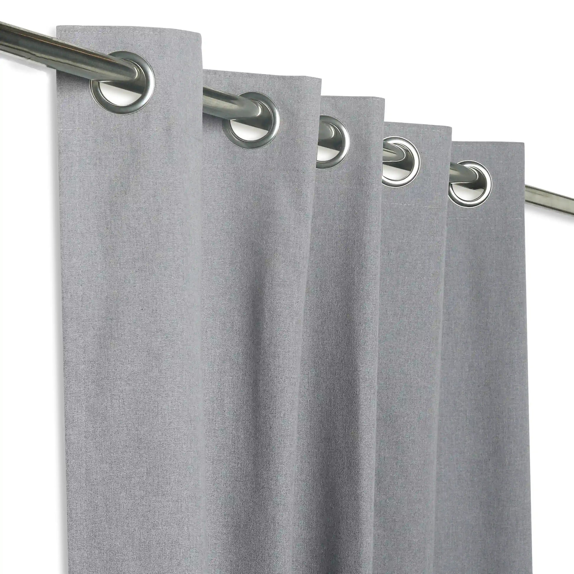 Pelushe Set Of 2 100% Cotton Solid Readymade Curtains | Everyday Hues Cool Grey / Window (5ft X 4.4ft)