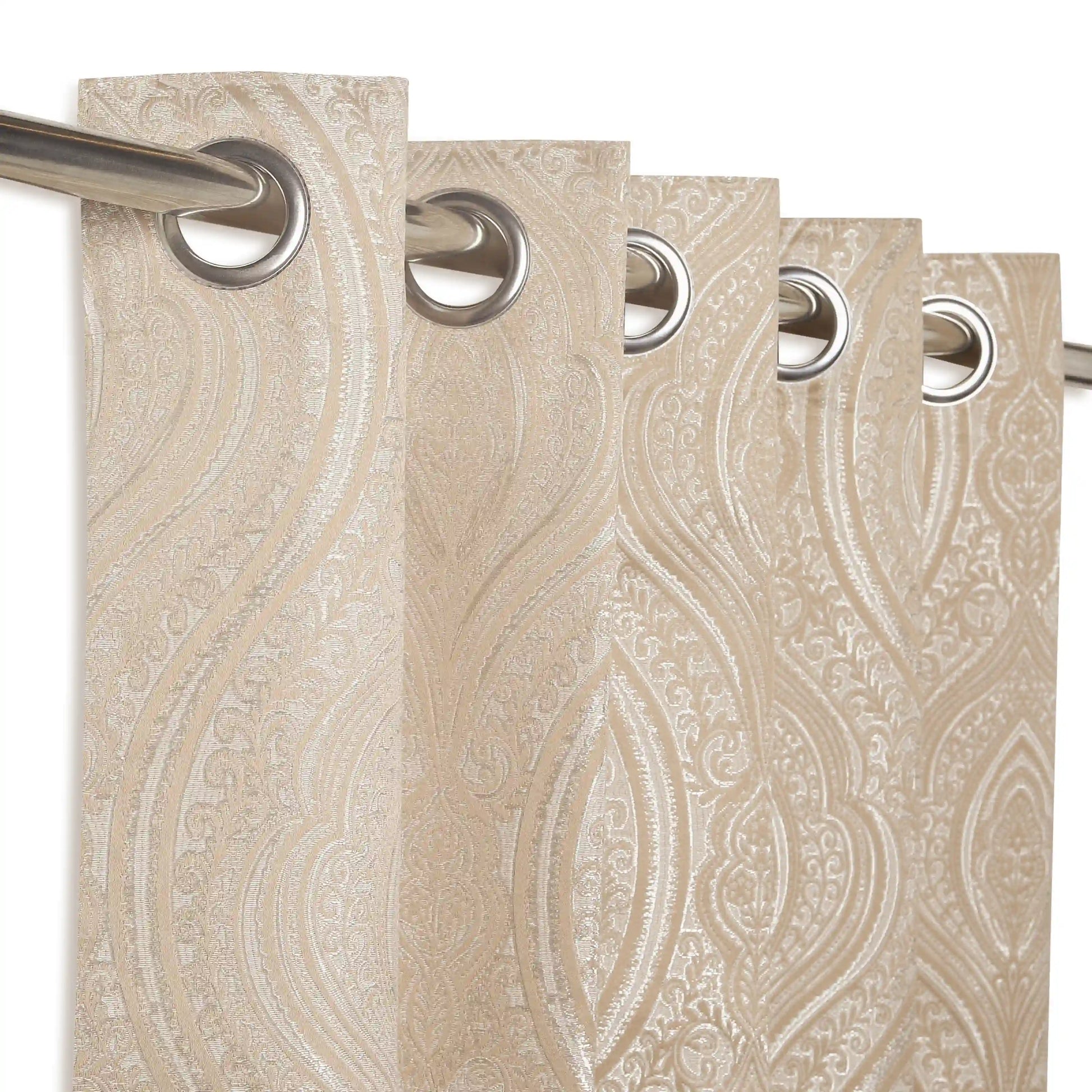 De Jacquard - Luxe Set Of 2 Jacquard Readymade Curtains | Royal Mirage Oak Brown / Door (7ft X 4.4ft)