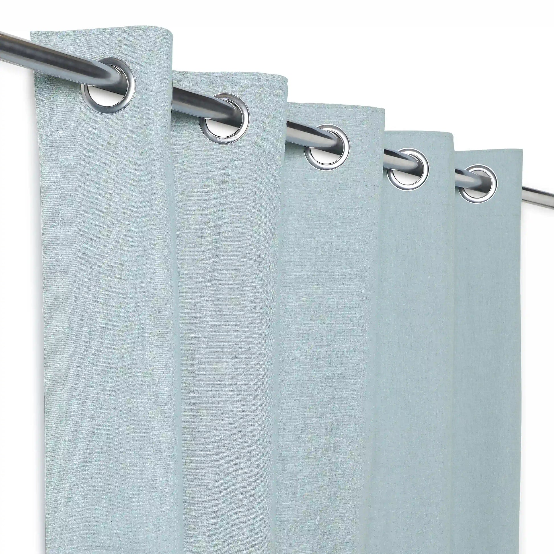 Pelushe Set Of 2 100% Cotton Solid Readymade Curtains | Everyday Hues Blue Haze / Window (5ft X 4.4ft)